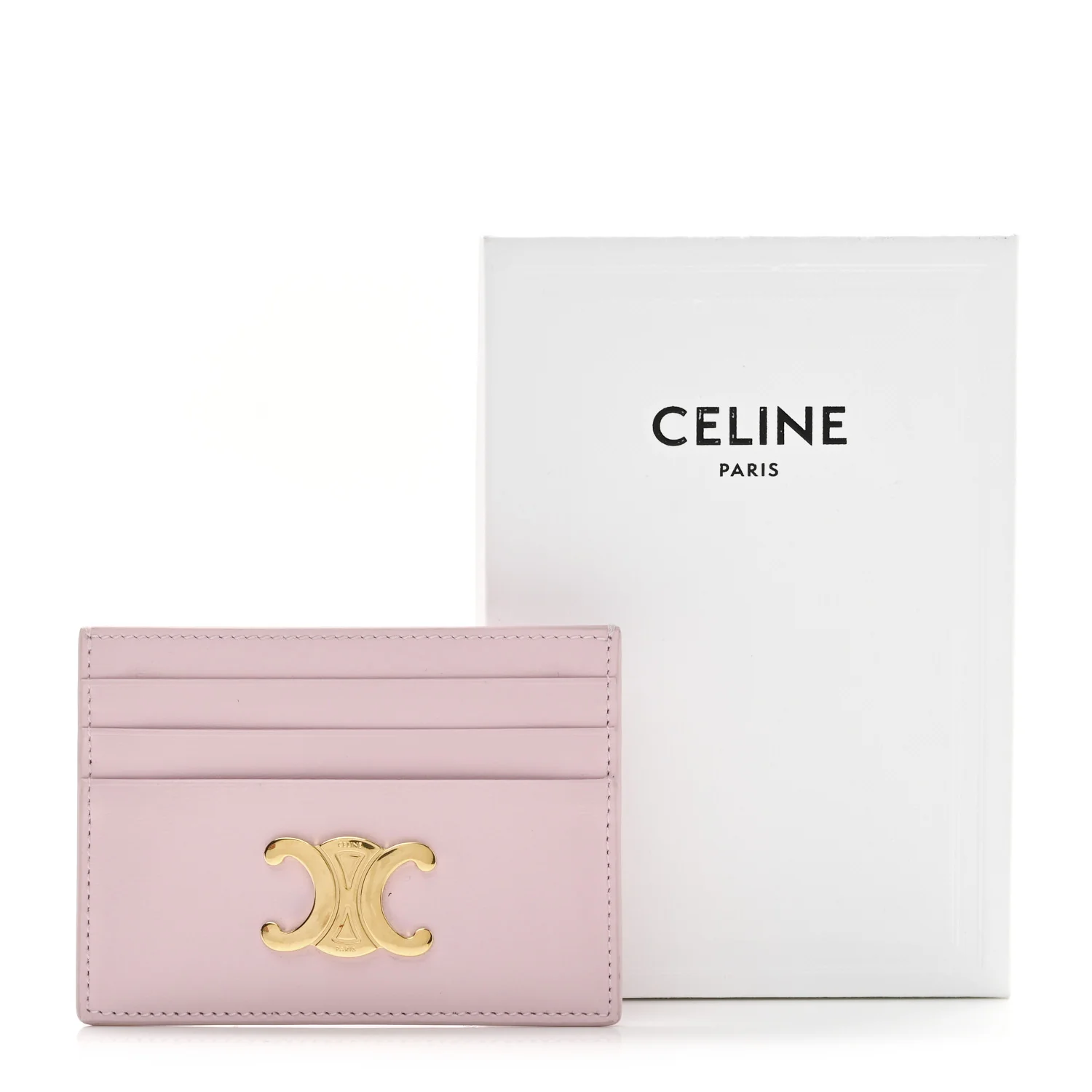 Shiny Calfskin Triomphe Card Holder Petal - Image 8