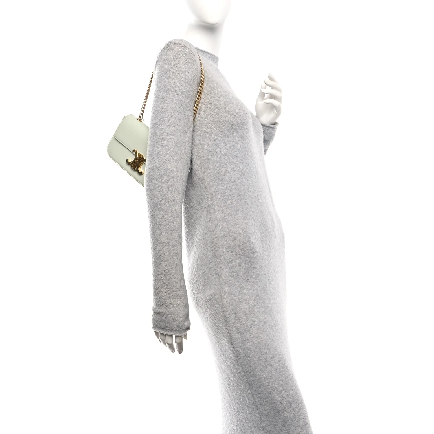 Shiny Calfskin Triomphe Chain Shoulder Bag Jade - Image 2
