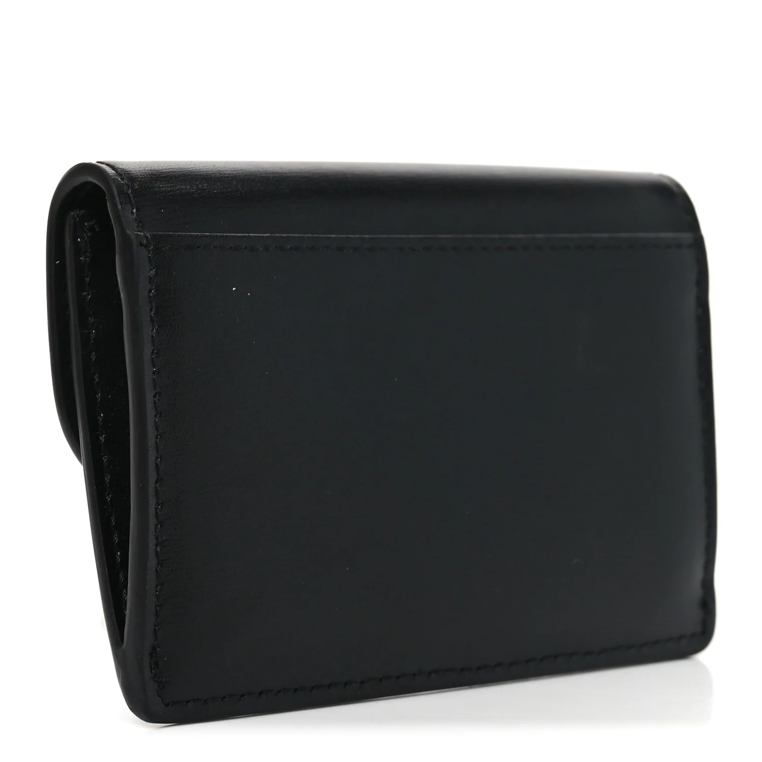 Shiny Calfskin Triomphe Flap Card Holder Black - Image 3
