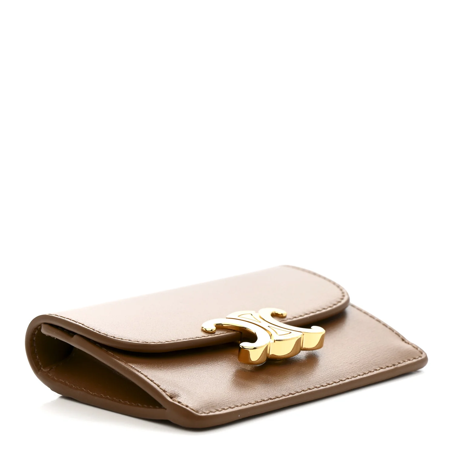 Shiny Calfskin Triomphe Flap Card Holder Bronze - Image 4
