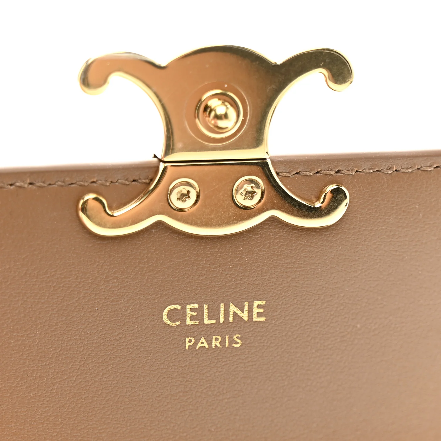 Shiny Calfskin Triomphe Flap Card Holder Bronze - Image 6