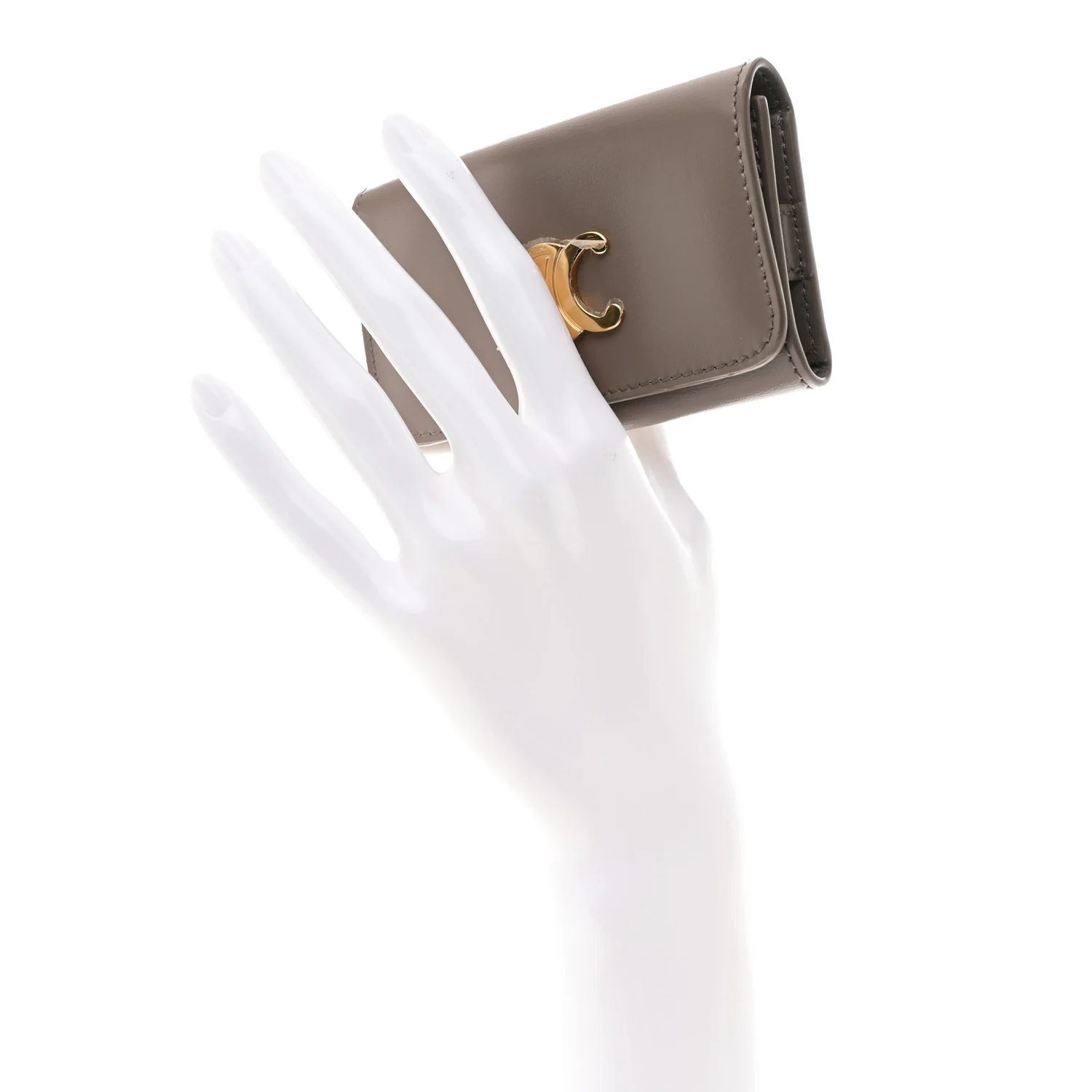 Shiny Calfskin Triomphe Key Case Pebble - Image 2