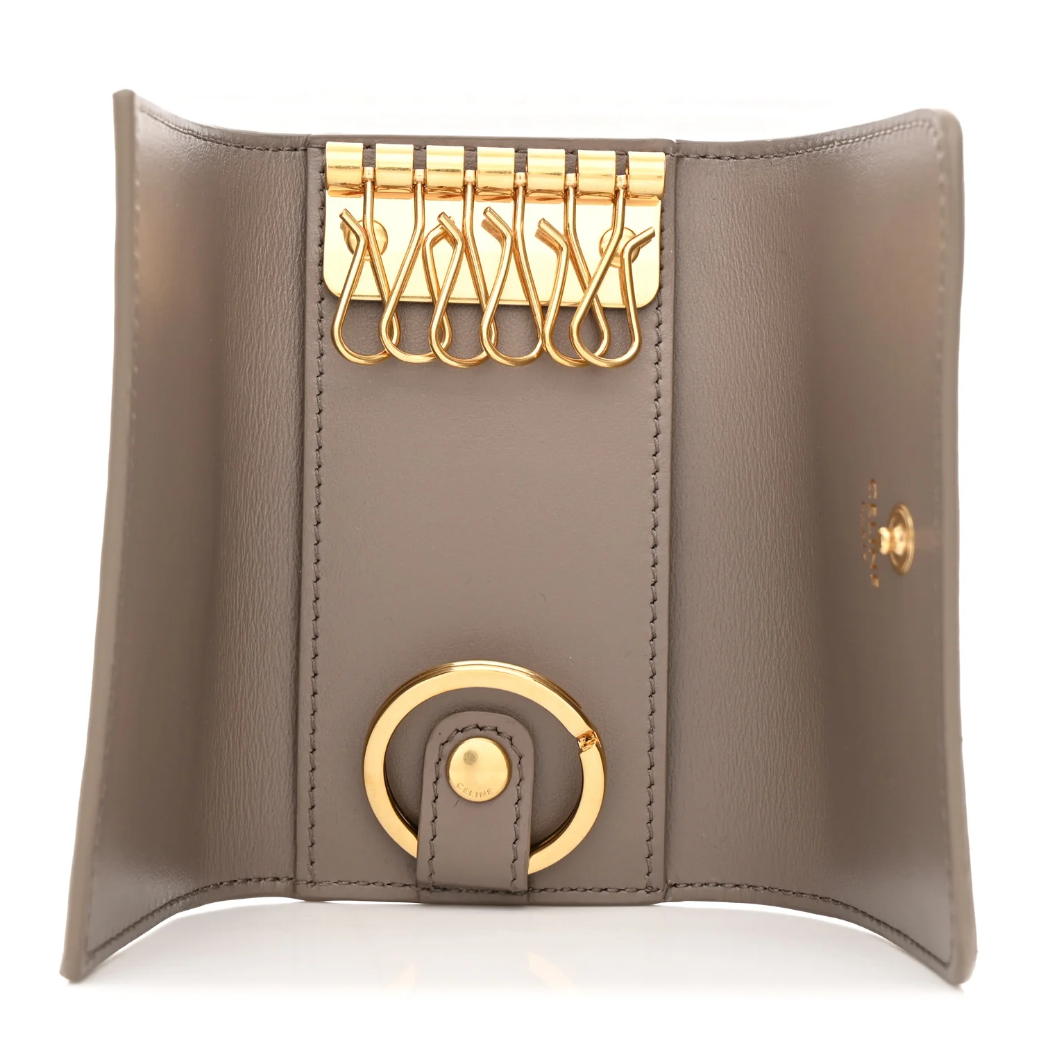 Shiny Calfskin Triomphe Key Case Pebble - Image 5