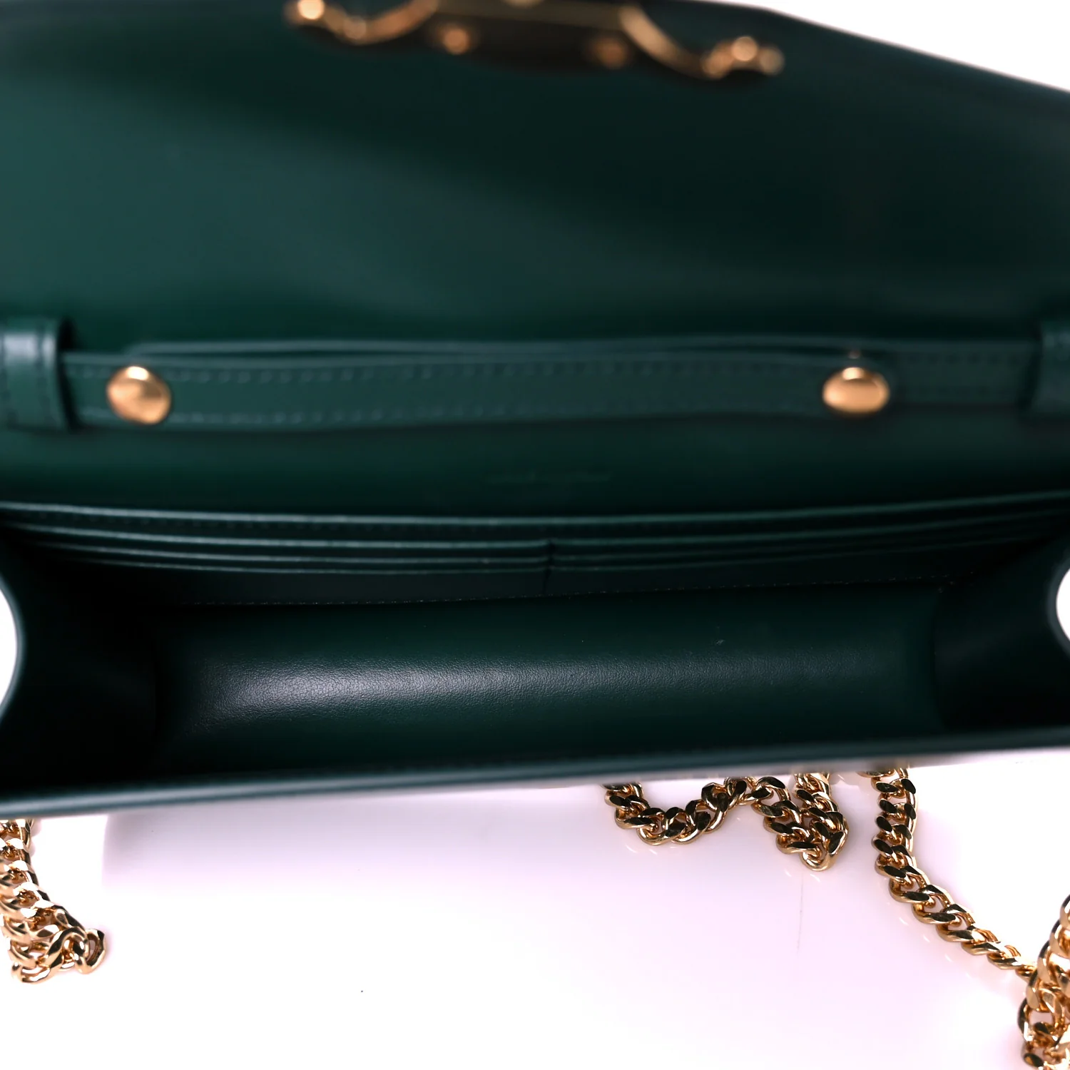 Shiny Calfskin Triomphe Margo Wallet on Chain Racing Green - Image 5
