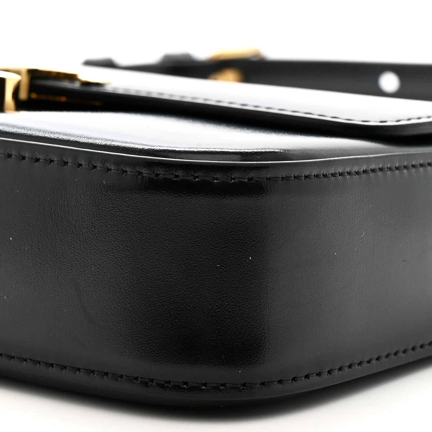 Shiny Calfskin Triomphe Shoulder Bag Black - Image 10