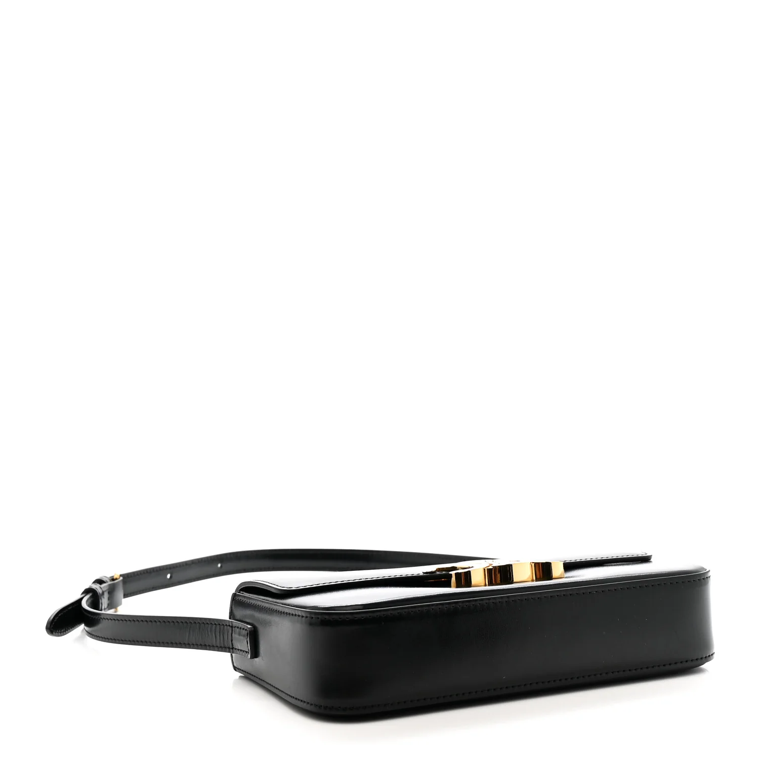 Shiny Calfskin Triomphe Shoulder Bag Black - Image 4