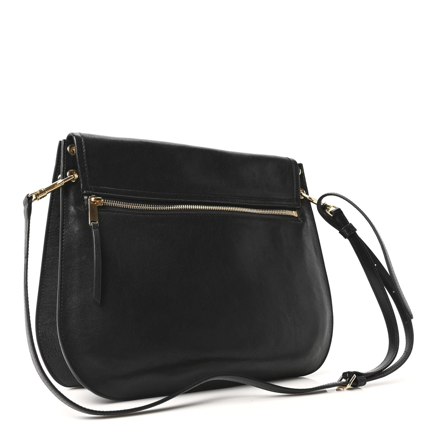 Shiny Lambskin Soft Triomphe Besace Bag Black - Image 3