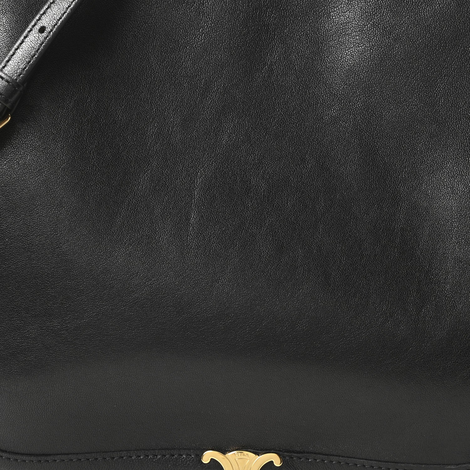 Shiny Lambskin Soft Triomphe Besace Bag Black - Image 7