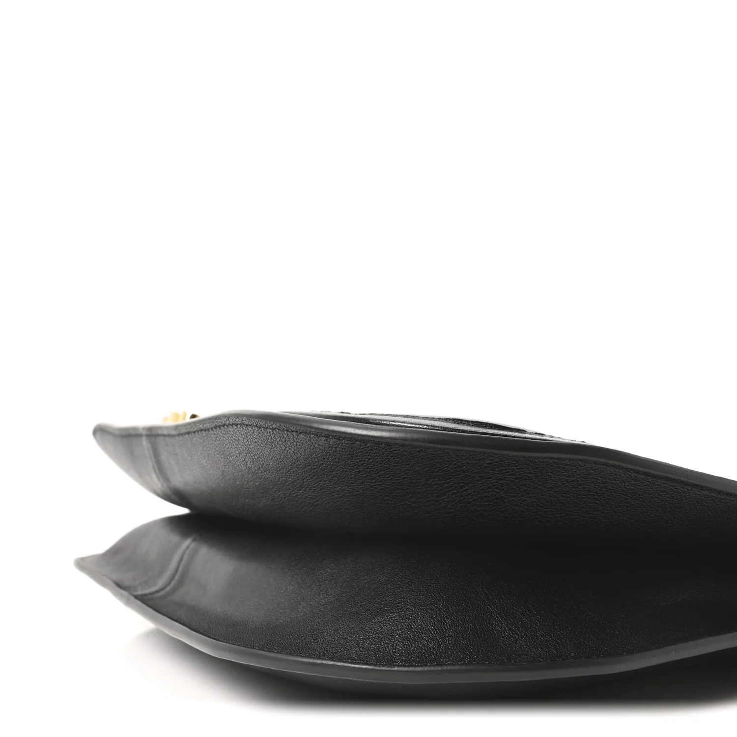 Shiny Lambskin Soft Triomphe Besace Bag Black - Image 9