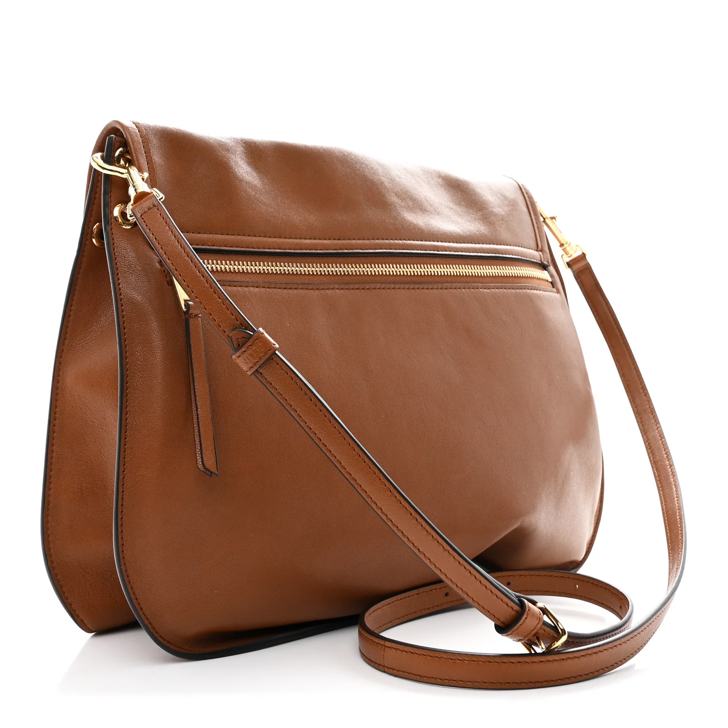 Shiny Lambskin Soft Triomphe Besace Bag Soft Tan - Image 3