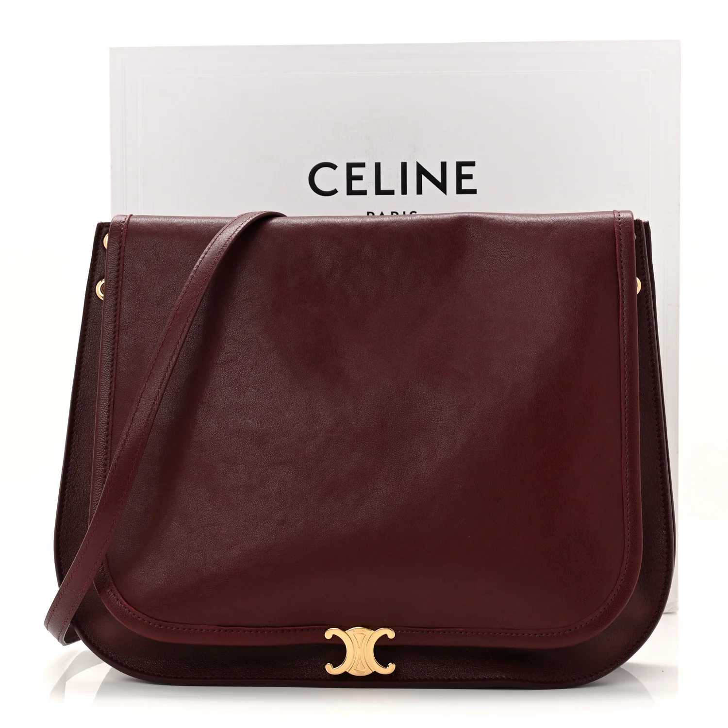 Shiny Lambskin Soft Triomphe Besace Bag Syrah - Image 10