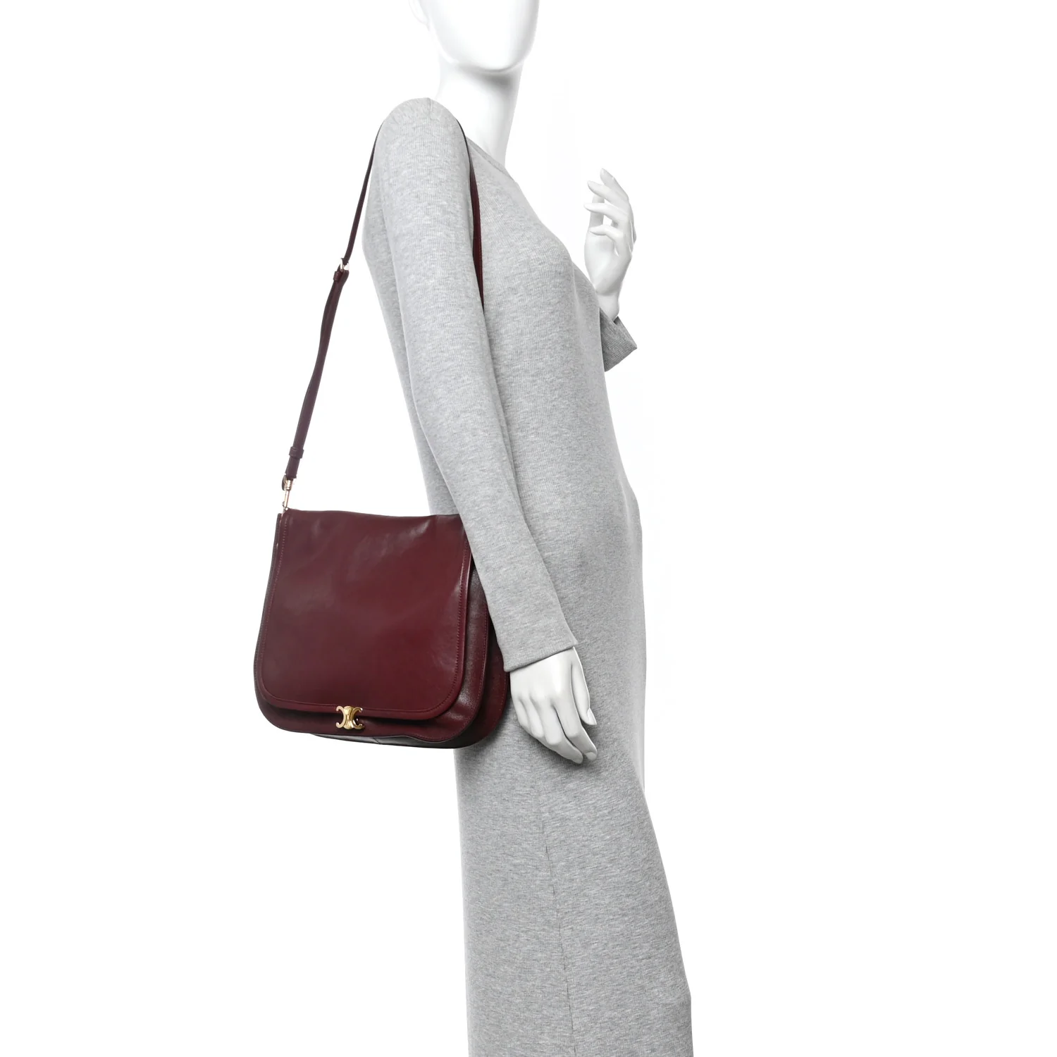 Shiny Lambskin Soft Triomphe Besace Bag Syrah - Image 2