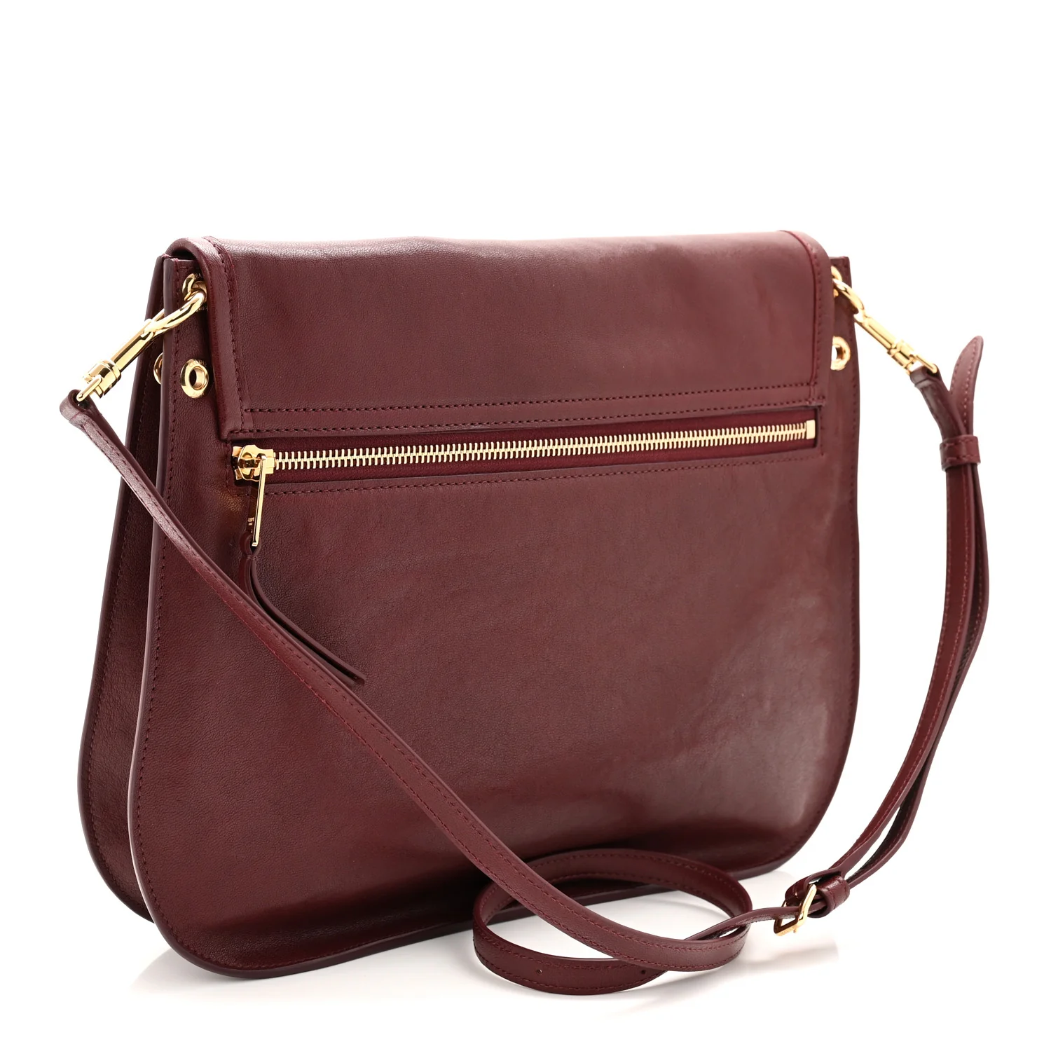 Shiny Lambskin Soft Triomphe Besace Bag Syrah - Image 3