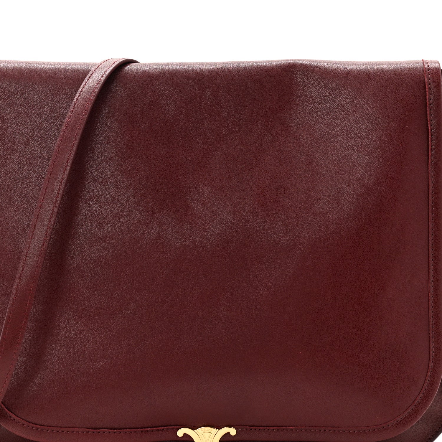 Shiny Lambskin Soft Triomphe Besace Bag Syrah - Image 7