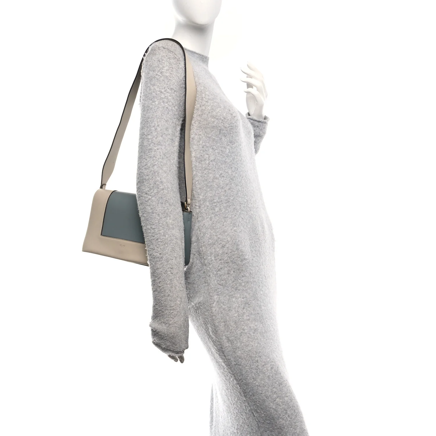 Shiny Smooth Calfskin Medium Frame Shoulder Bag Grege Storm - Image 2
