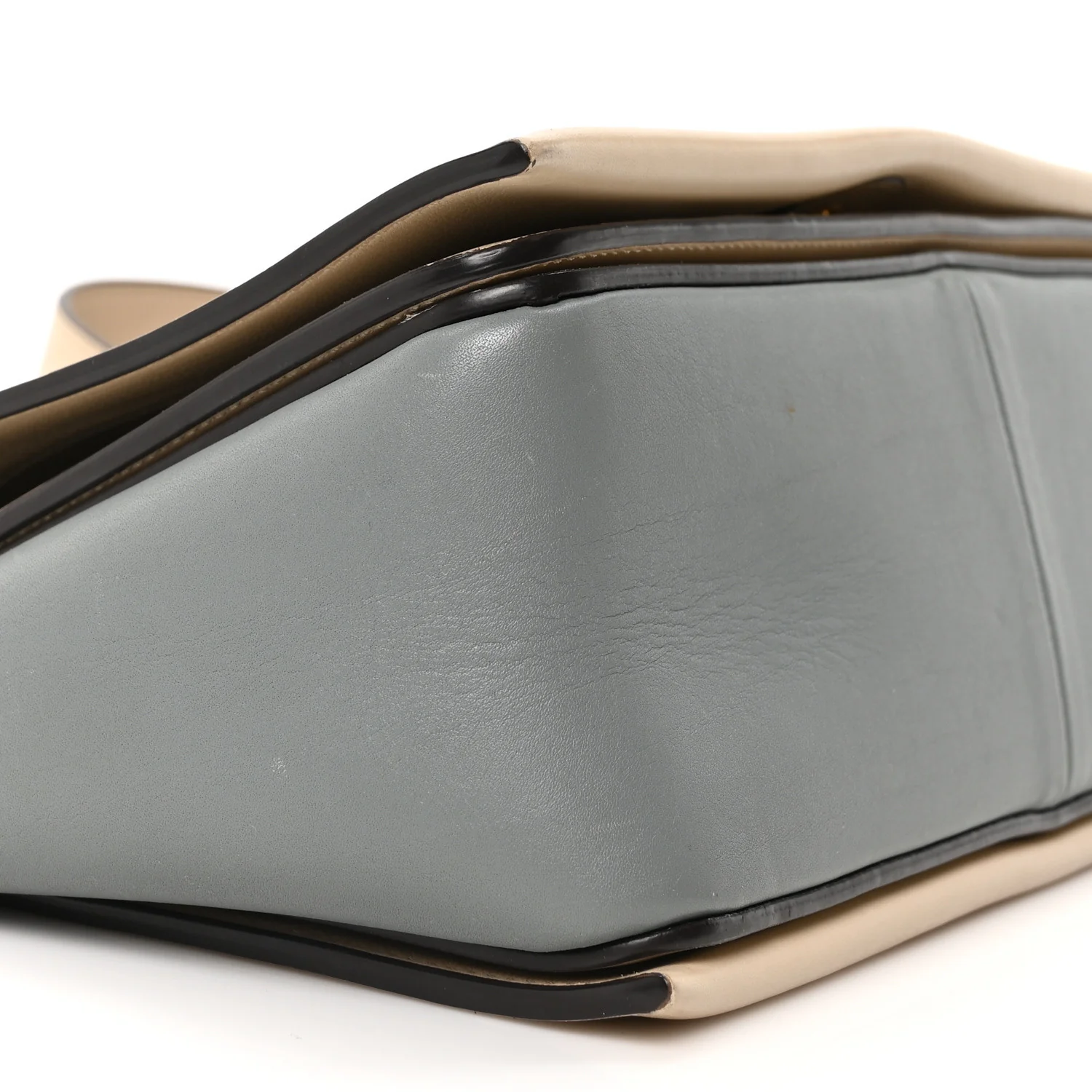 Shiny Smooth Calfskin Medium Frame Shoulder Bag Grege Storm - Image 9