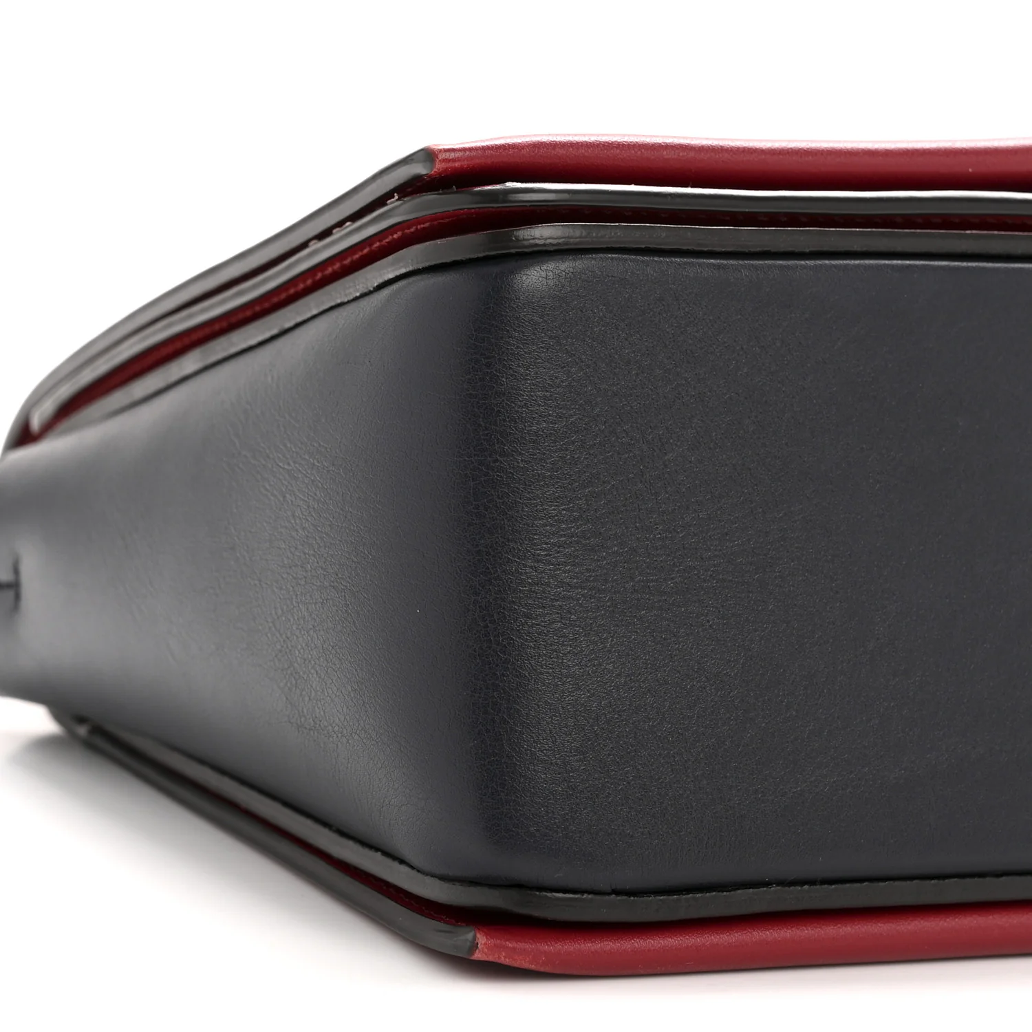 Shiny Smooth Calfskin Medium Frame Shoulder Bag Red Navy - Image 10