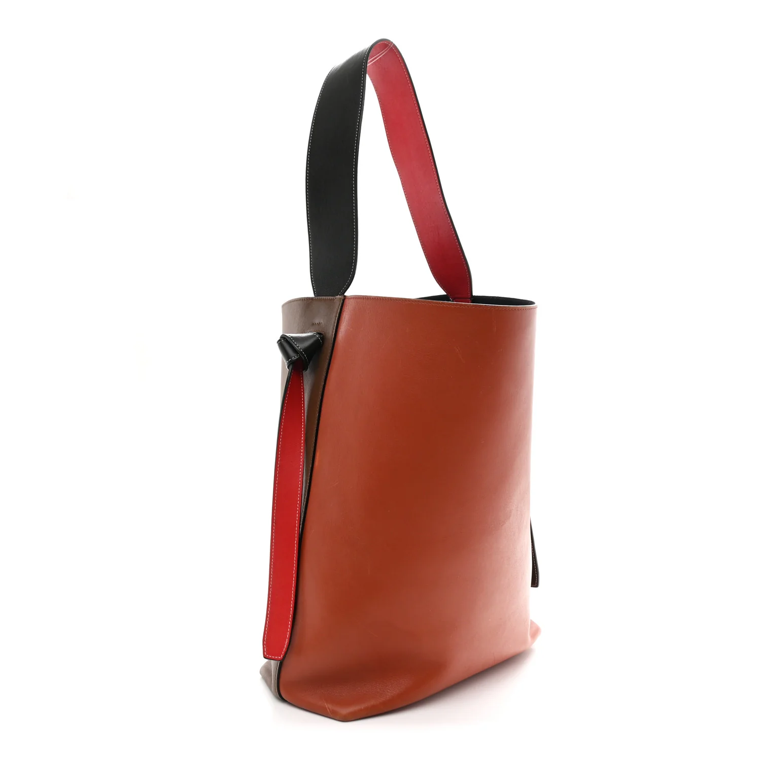 Shiny Smooth Calfskin Small Twisted Cabas Camel Brick - Image 4