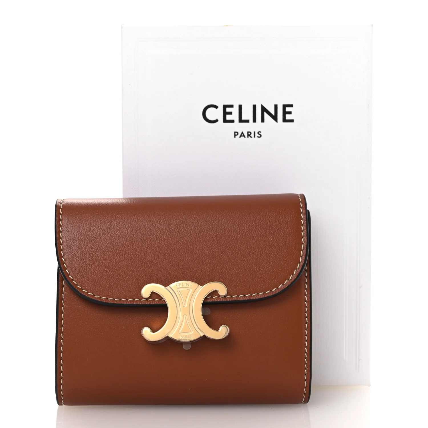 Shiny Smooth Lambskin Small Triomphe Wallet Tan - Image 8