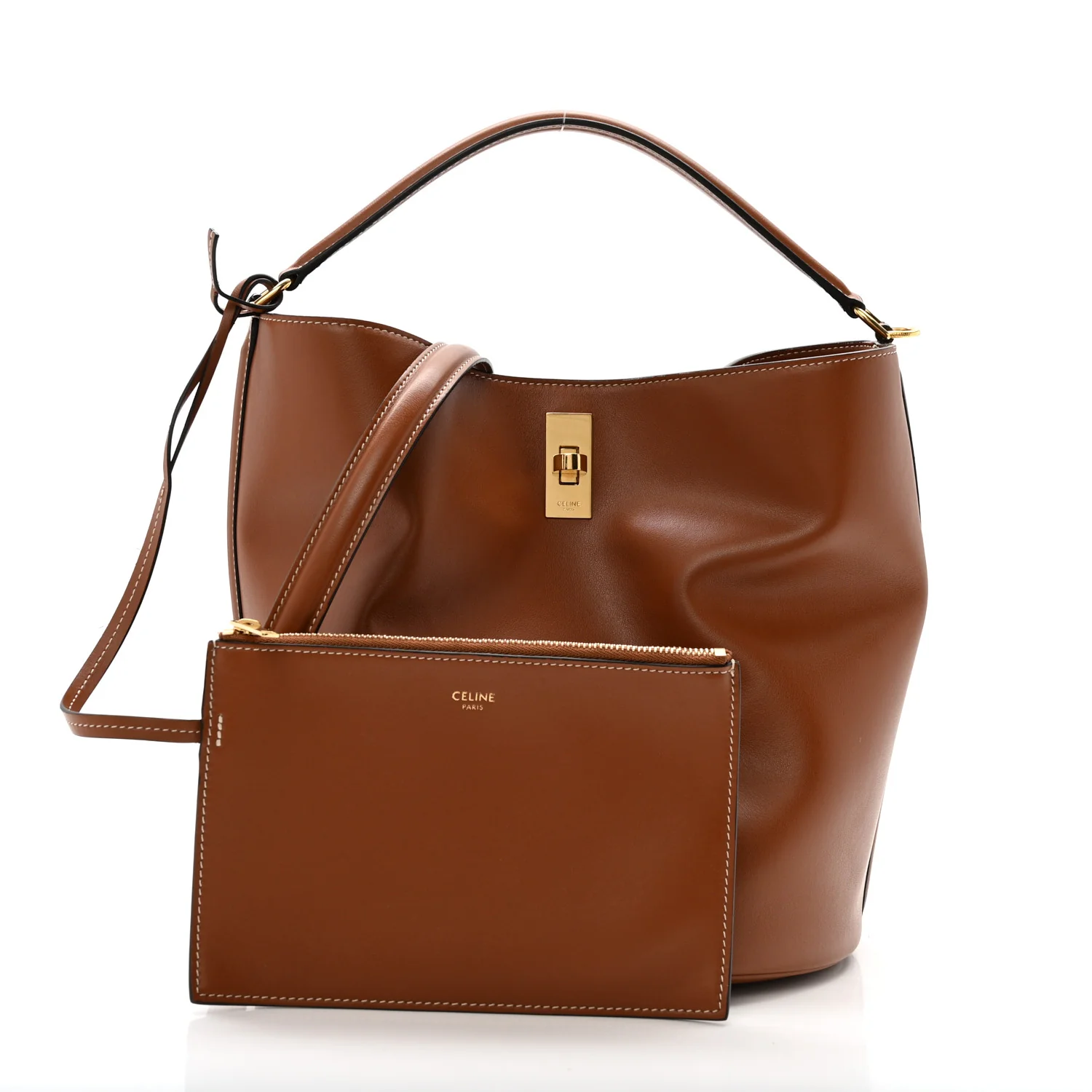 Smooth Calfskin Bucket 16 Bag Tan - Image 3