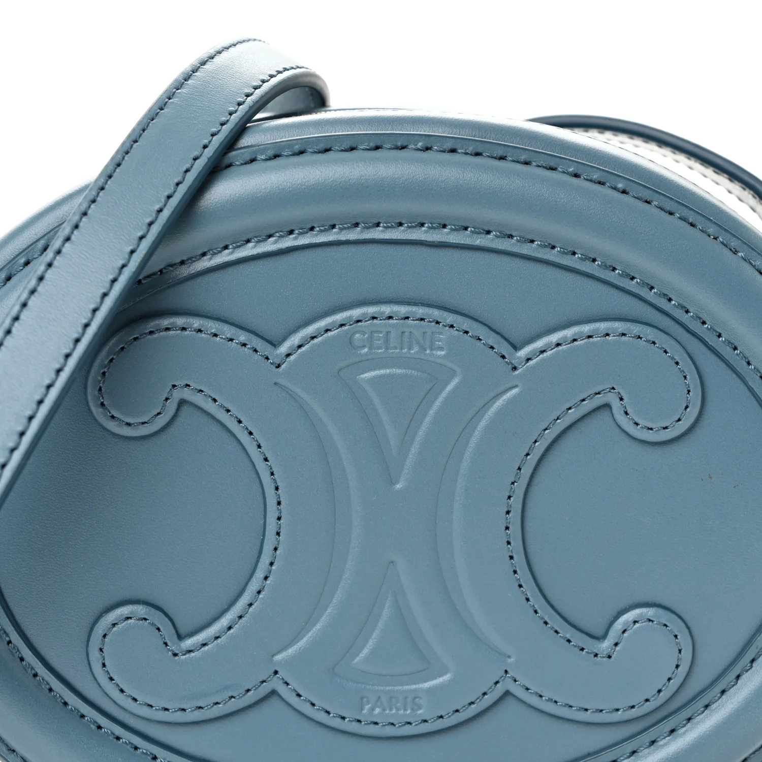 Smooth Calfskin Cuir Small Triomphe Oval Crossbody Purse Denim - Image 7