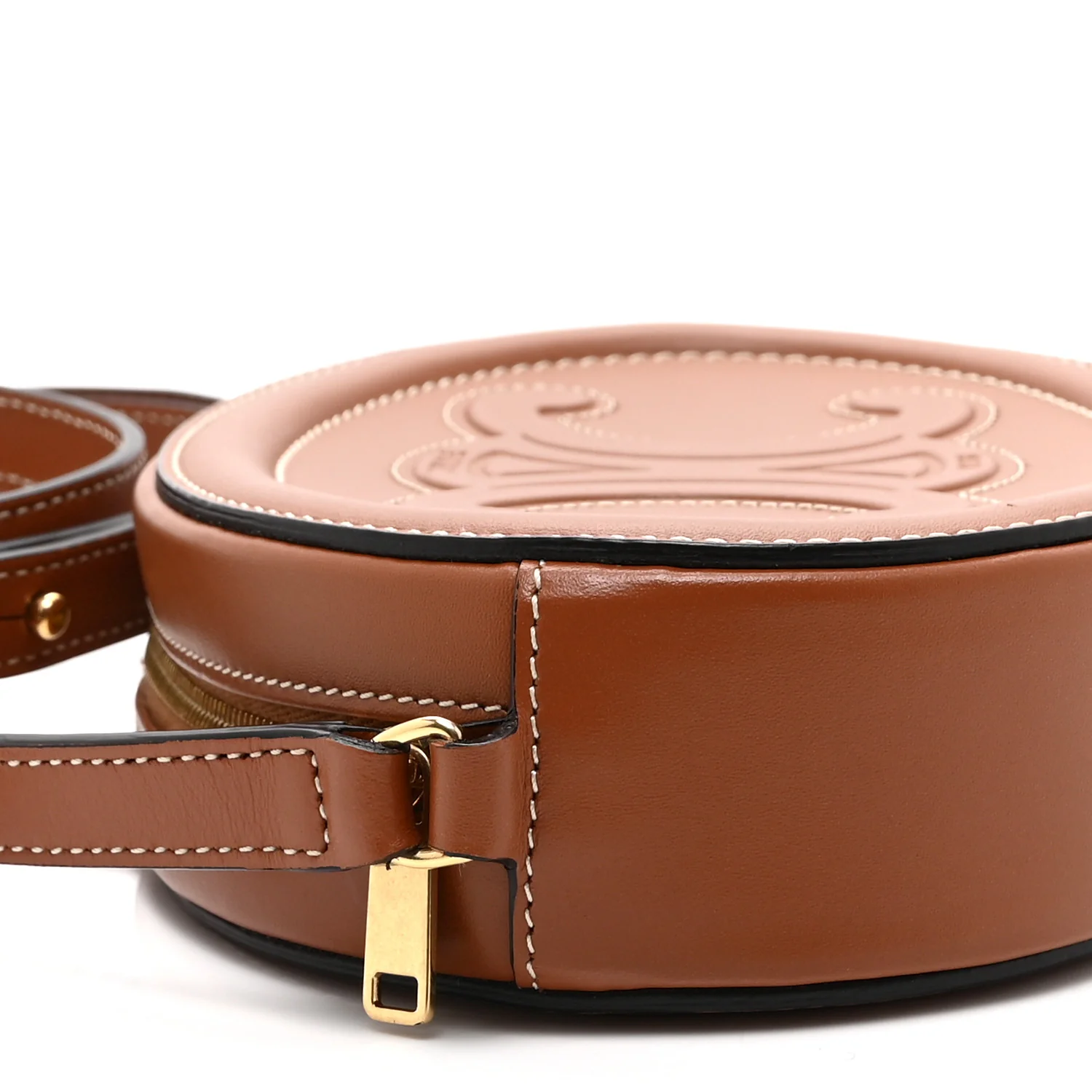 Smooth Calfskin Cuir Small Triomphe Oval Crossbody Purse Tan - Image 10