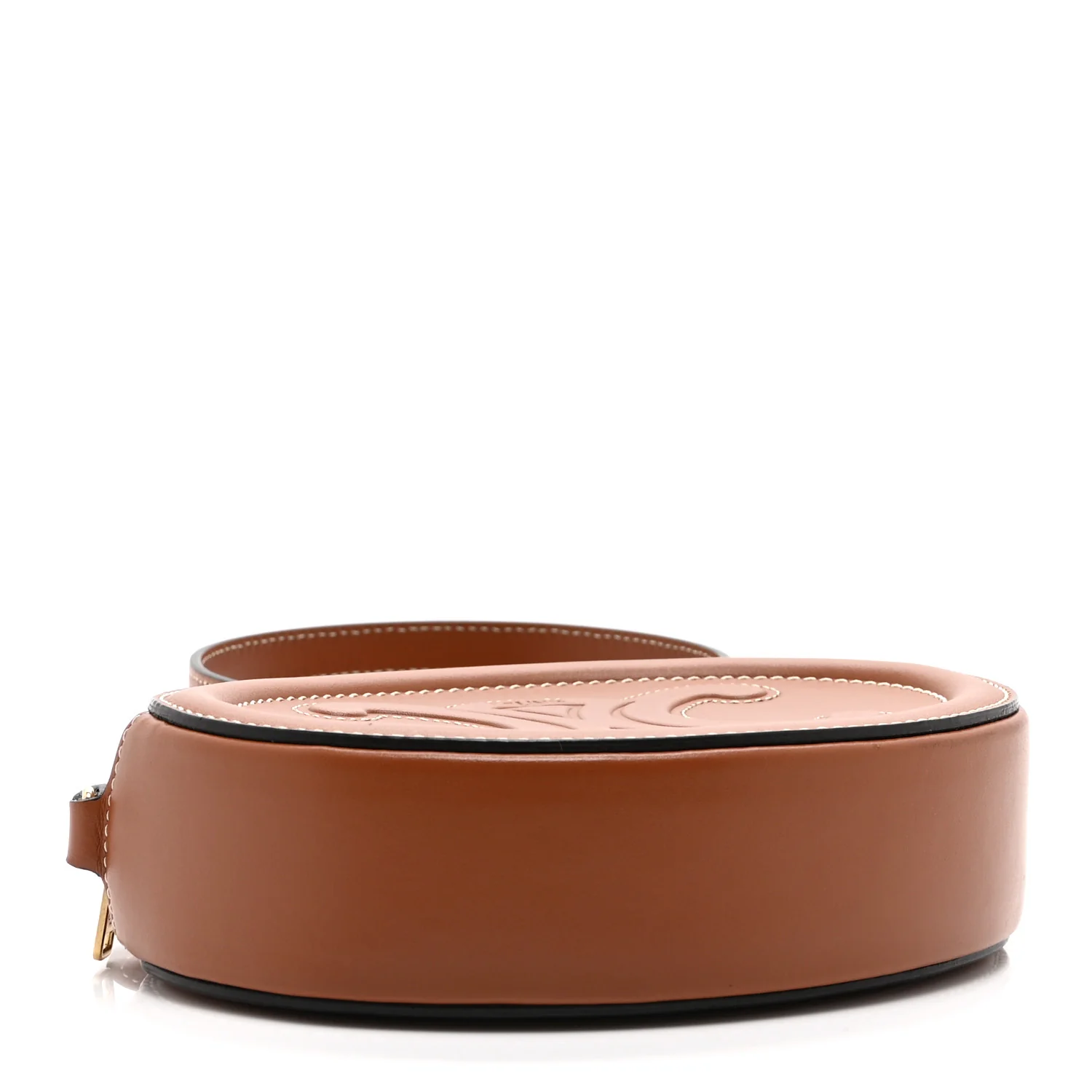Smooth Calfskin Cuir Small Triomphe Oval Crossbody Purse Tan - Image 4