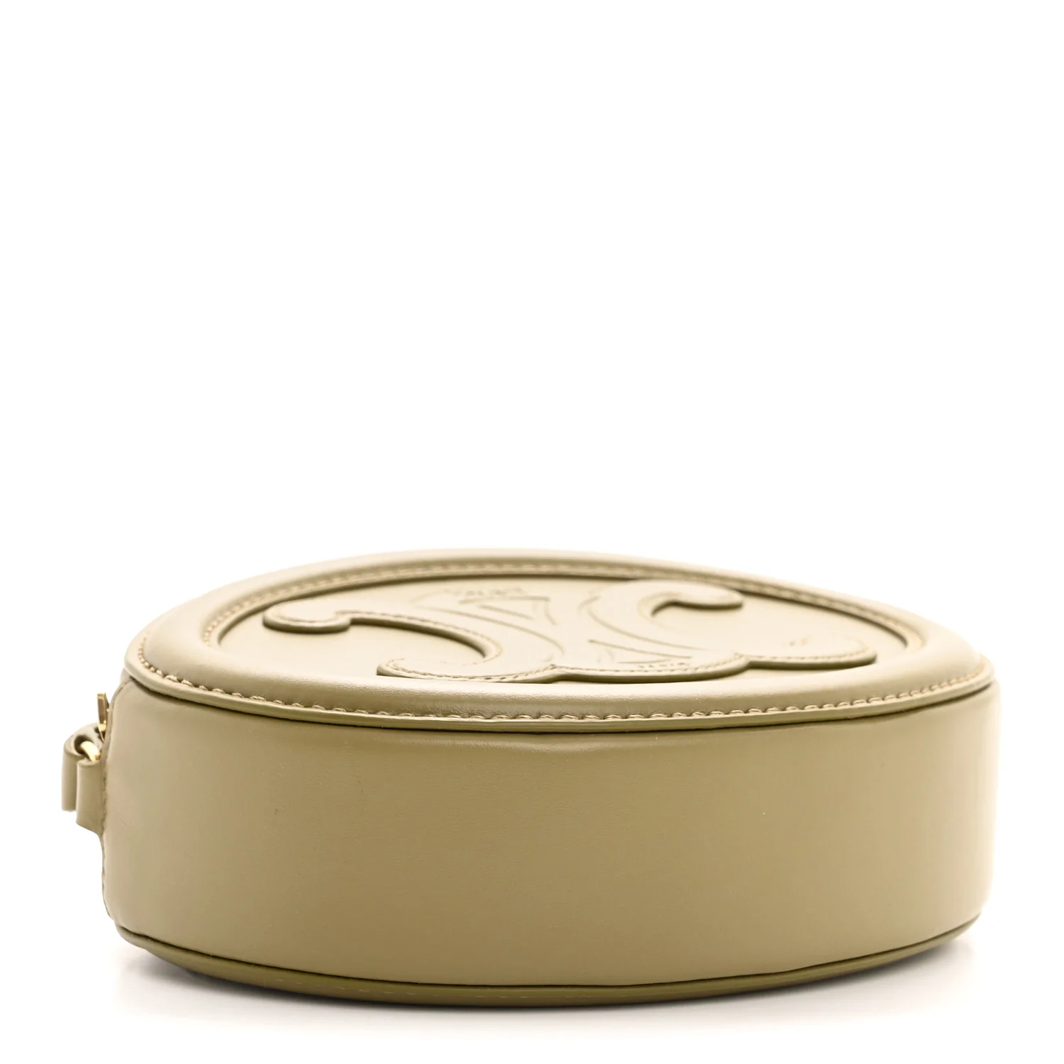 Smooth Calfskin Cuir Small Triomphe Oval Purse Crossbody Olive - Image 4
