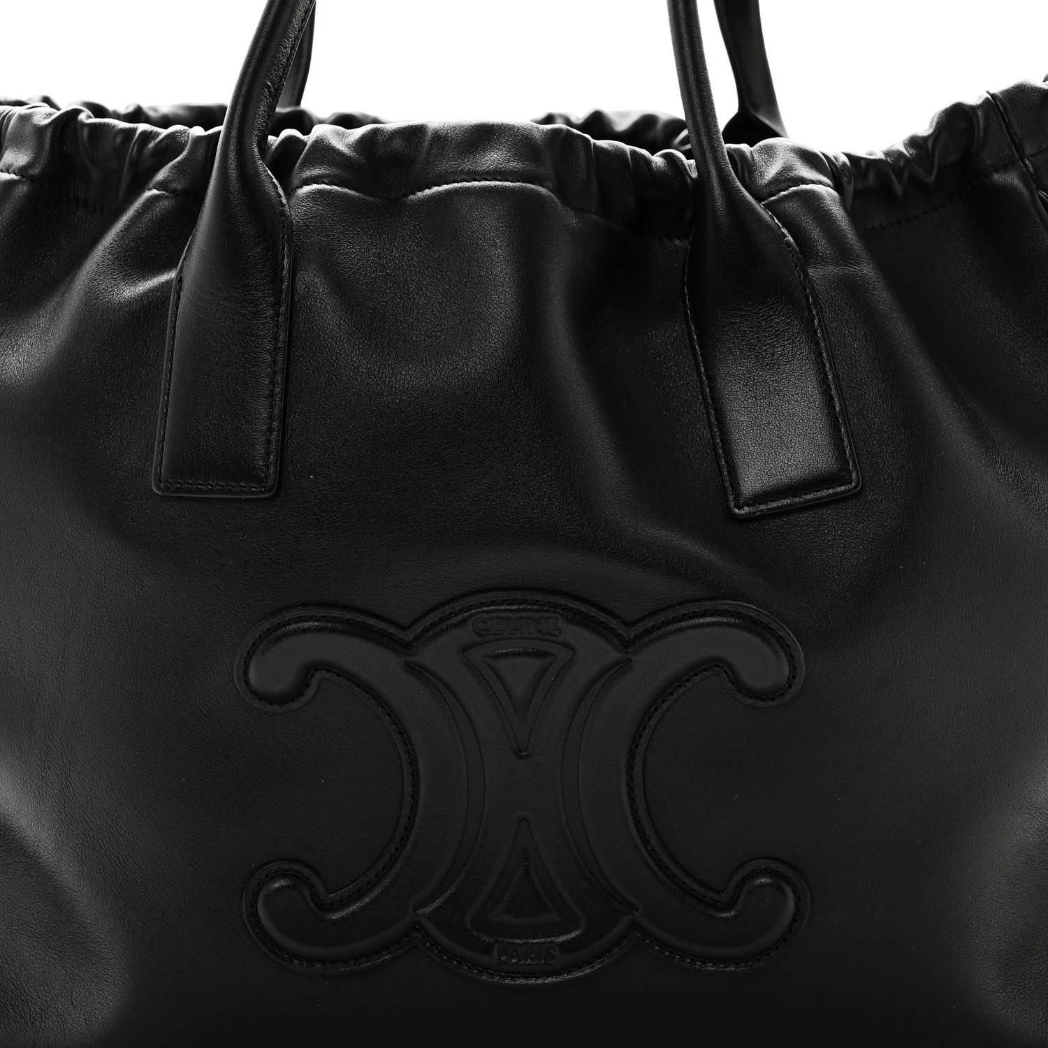 Smooth Calfskin Cuir Triomphe Cabas Drawstring Black - Image 5