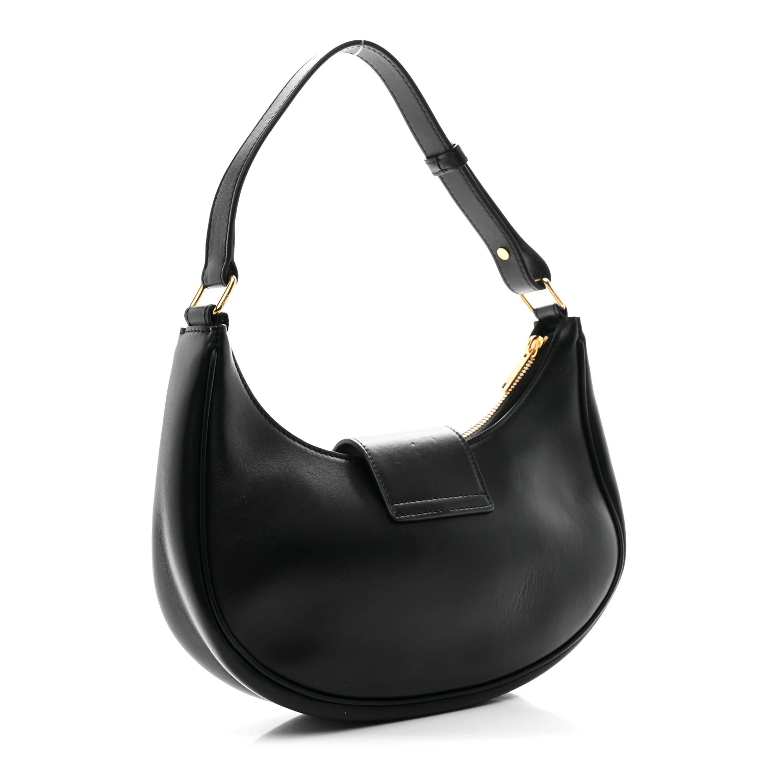 Smooth Calfskin Medium Strap Ava Triomphe Shoulder Bag Black - Image 3