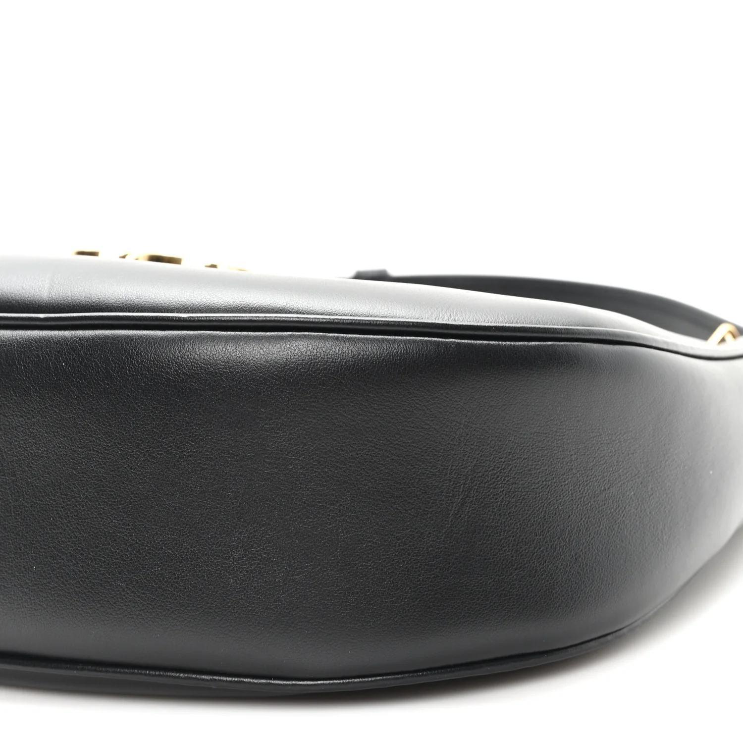 Smooth Calfskin Medium Strap Ava Triomphe Shoulder Bag Black - Image 9
