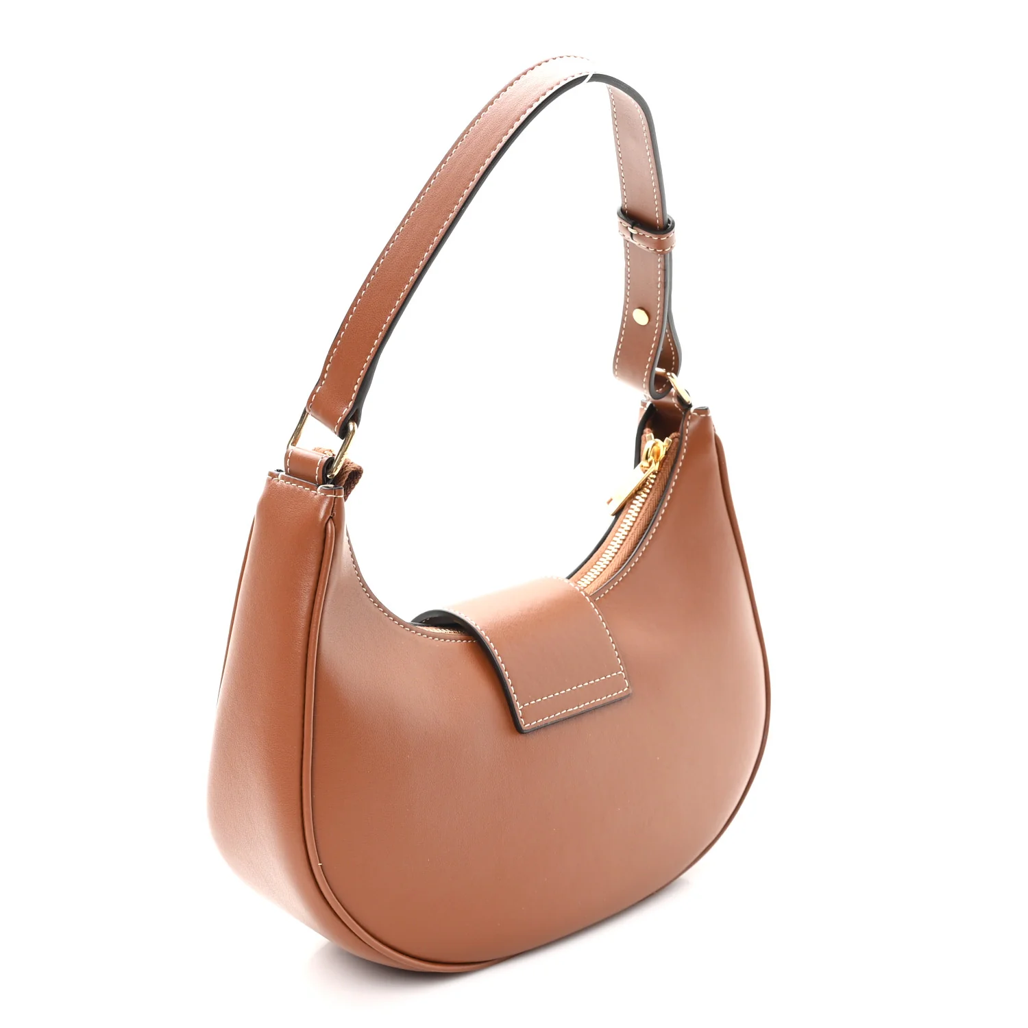 Smooth Calfskin Medium Strap Ava Triomphe Shoulder Bag Tan - Image 3