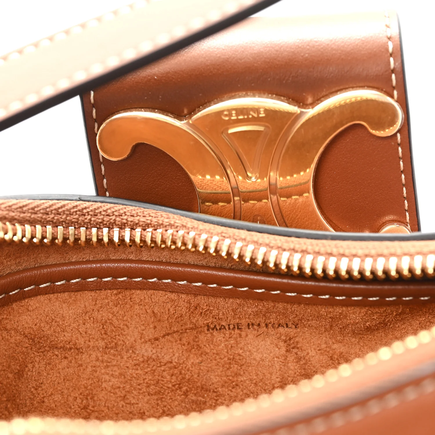 Smooth Calfskin Medium Strap Ava Triomphe Shoulder Bag Tan - Image 7