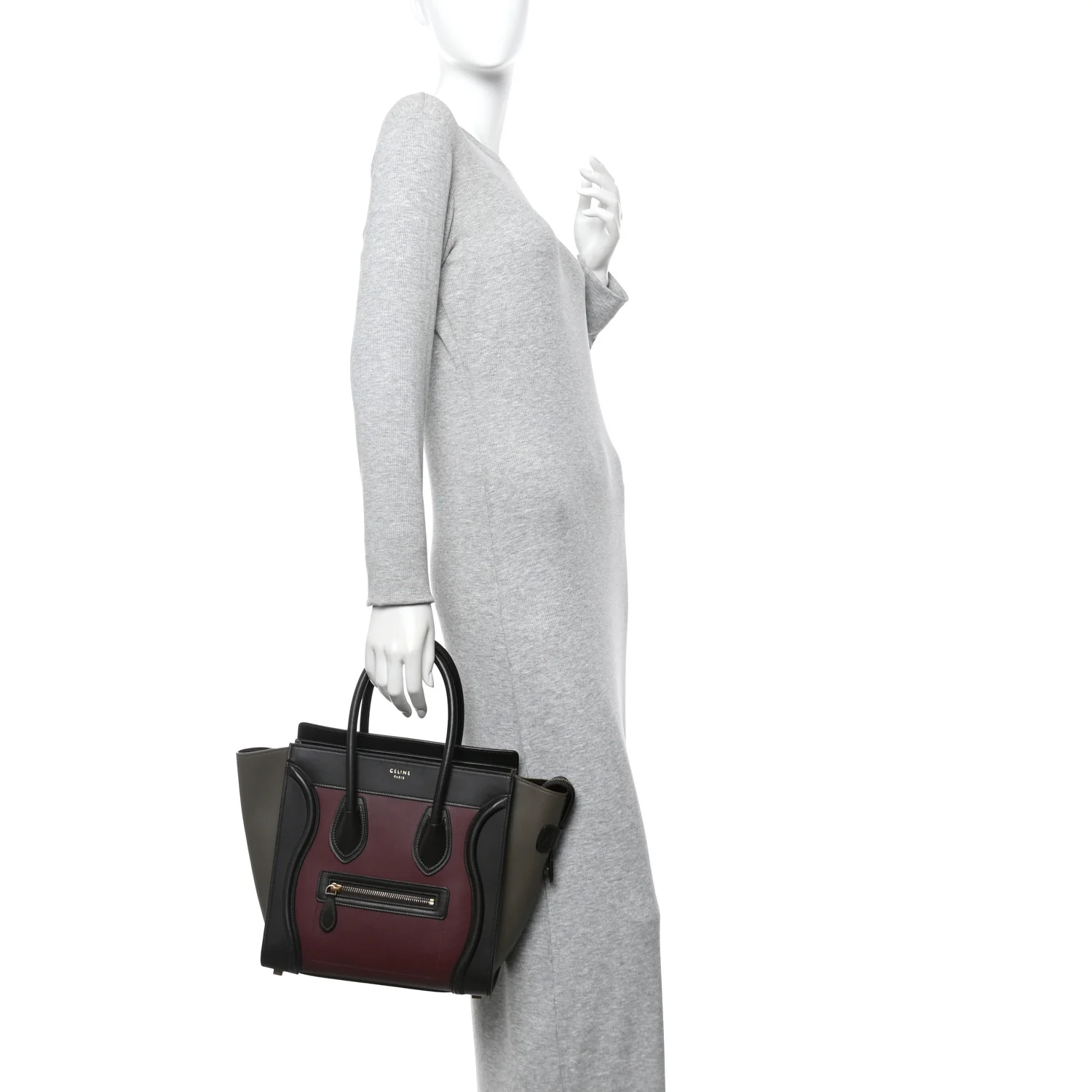 Smooth Calfskin Nubuck Micro Tri-Color Luggage Burgundy - Image 2