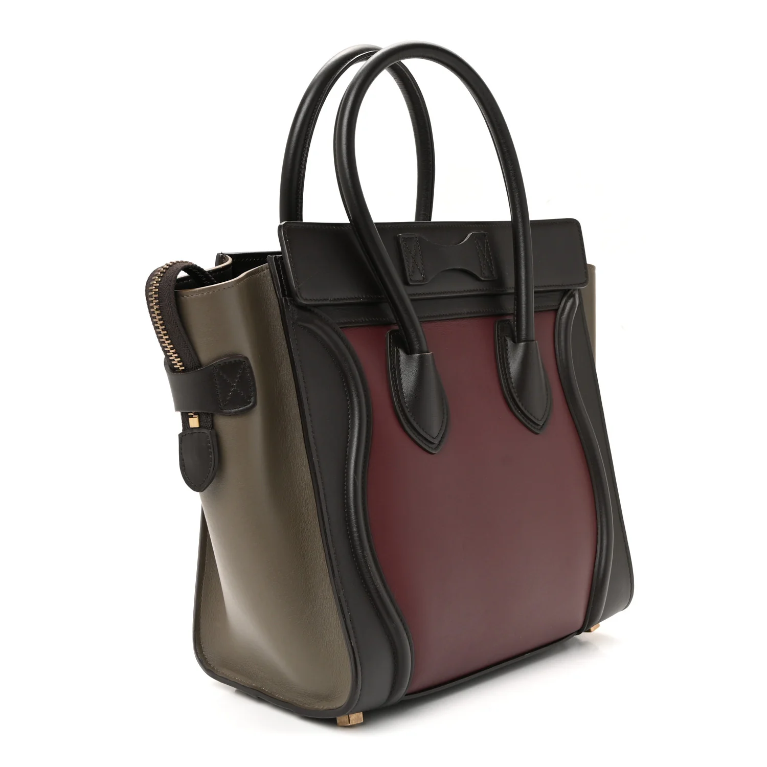 Smooth Calfskin Nubuck Micro Tri-Color Luggage Burgundy - Image 3