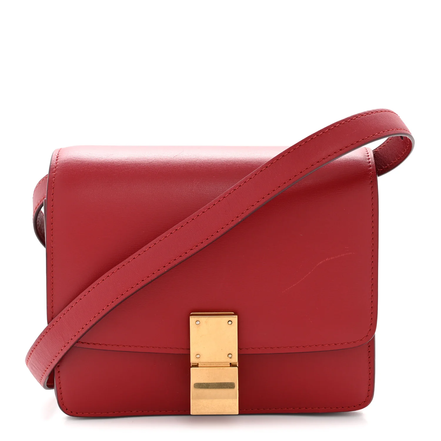 Smooth Calfskin Small Classic Box Flap Bag Red