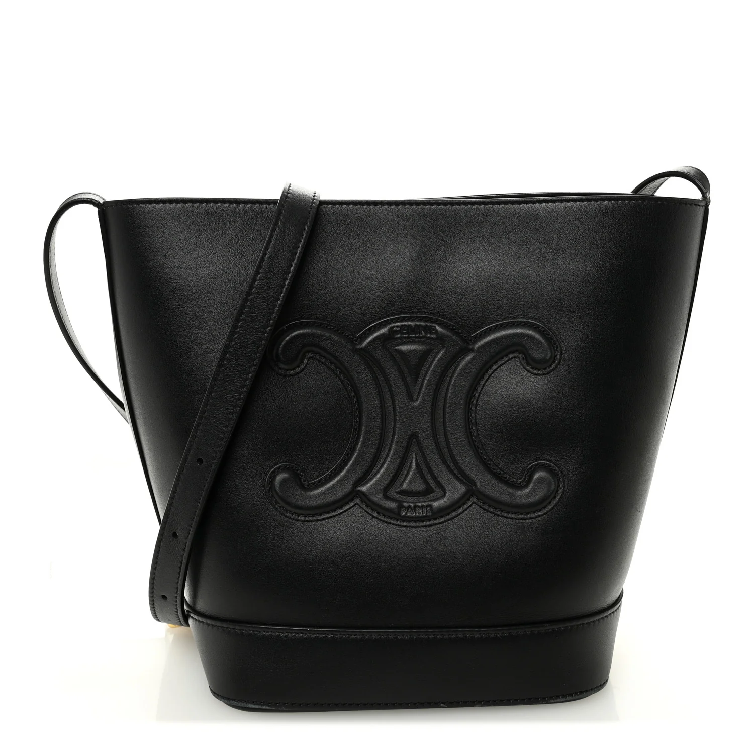 Smooth Calfskin Small Cuir Triomphe Bucket Bag Black