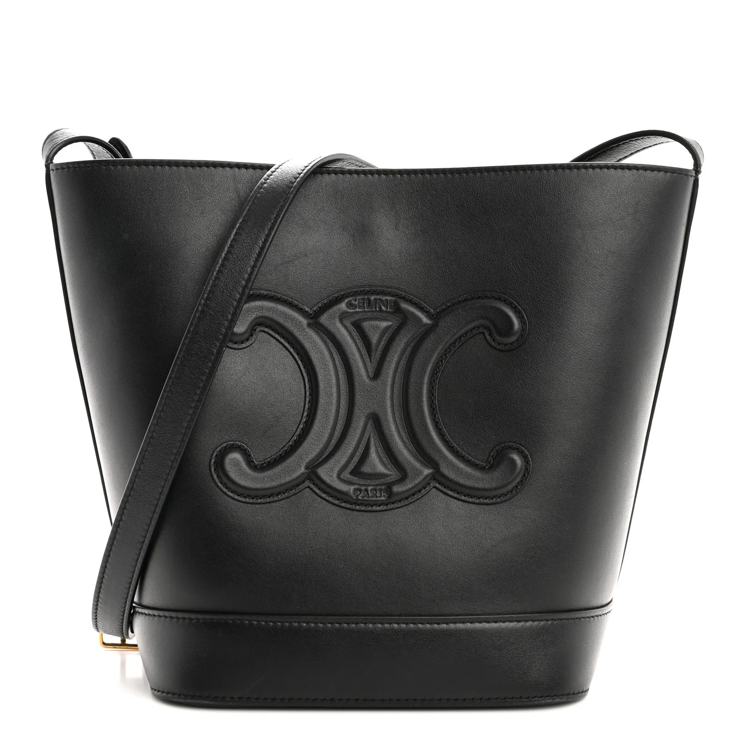 Smooth Calfskin Small Cuir Triomphe Bucket Bag Black