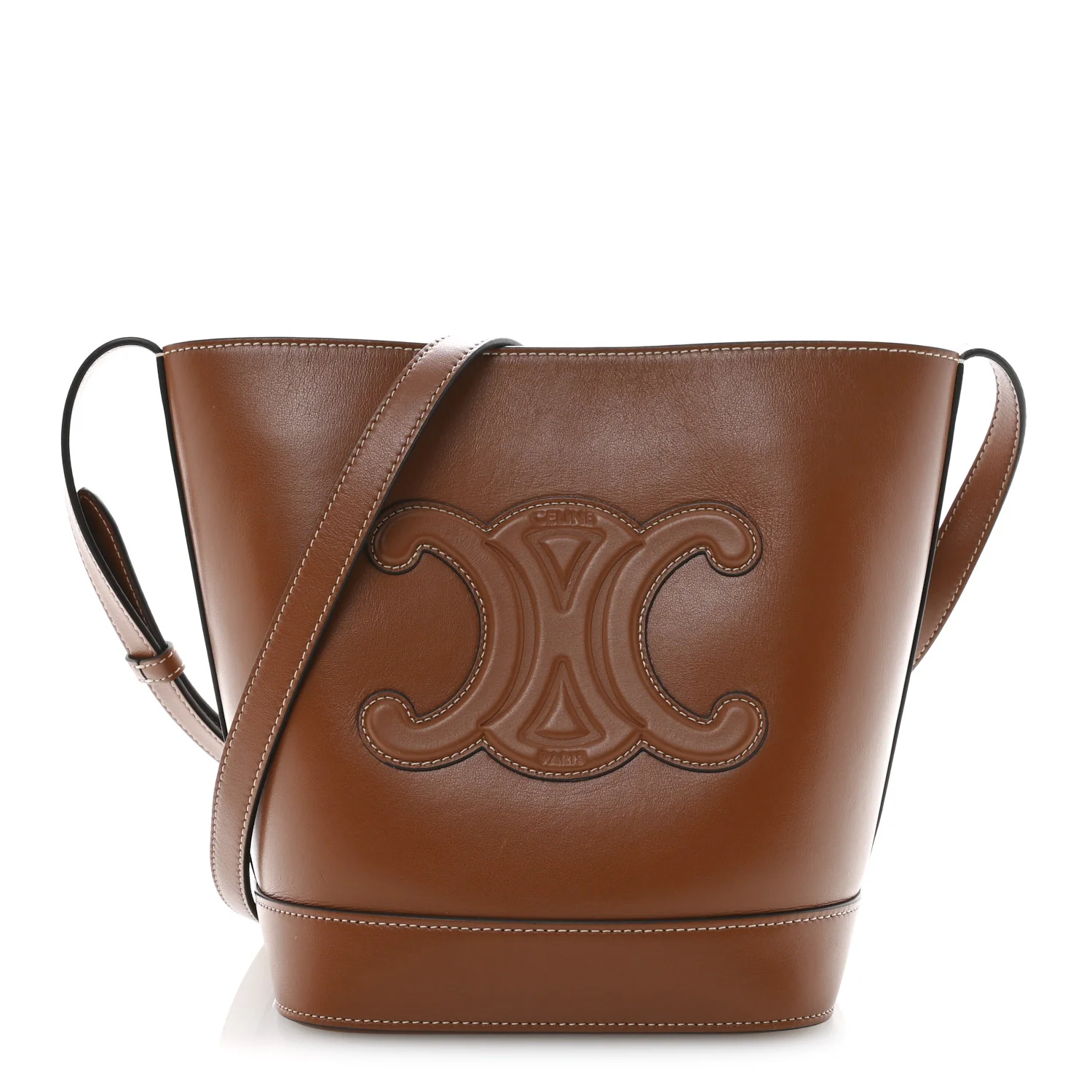 Smooth Calfskin Small Cuir Triomphe Bucket Bag Tan