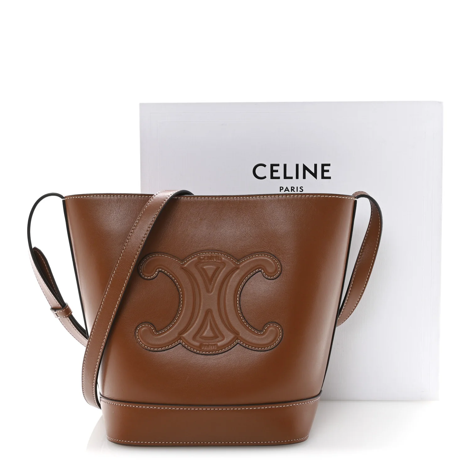 Smooth Calfskin Small Cuir Triomphe Bucket Bag Tan - Image 13