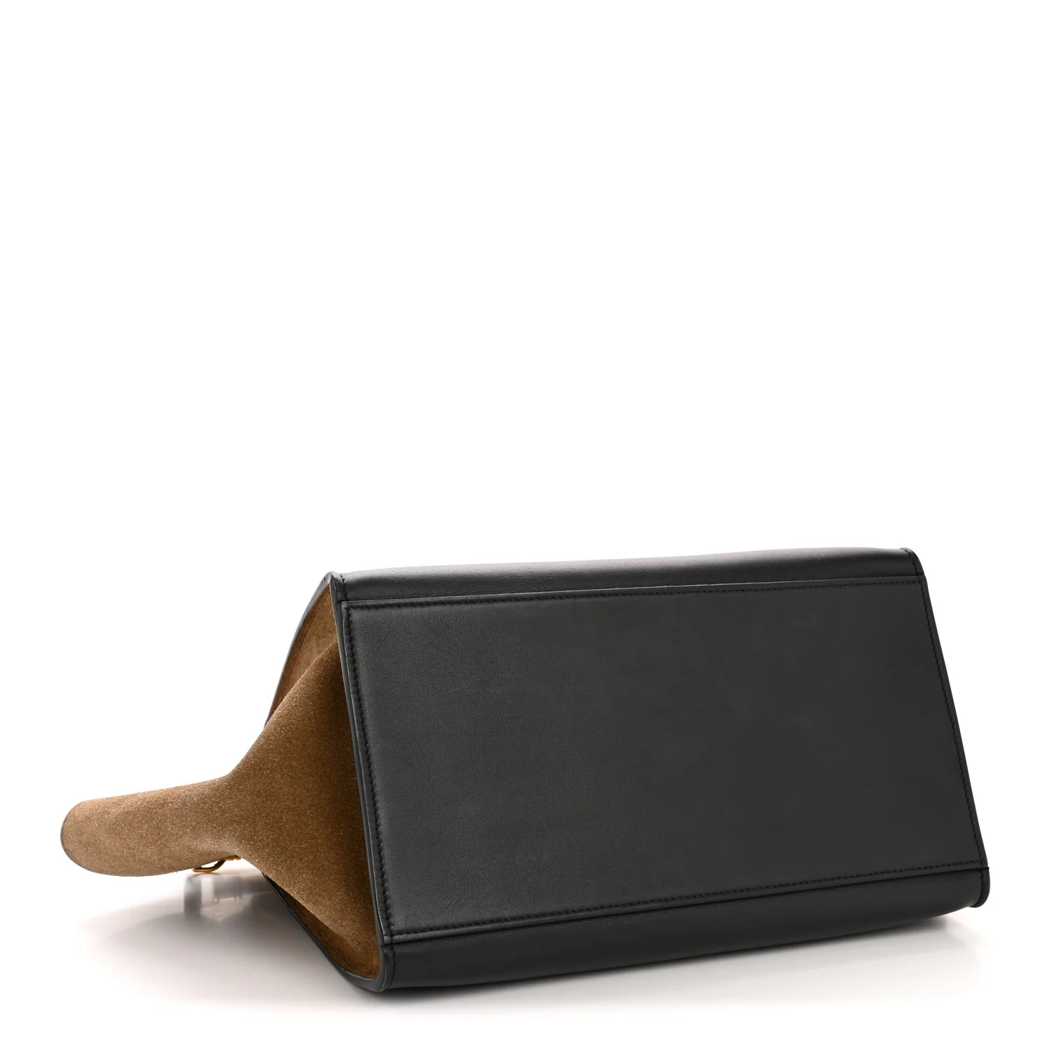 Smooth Calfskin Suede Medium Tri-Color Trapeze Cream Black Brown - Image 4