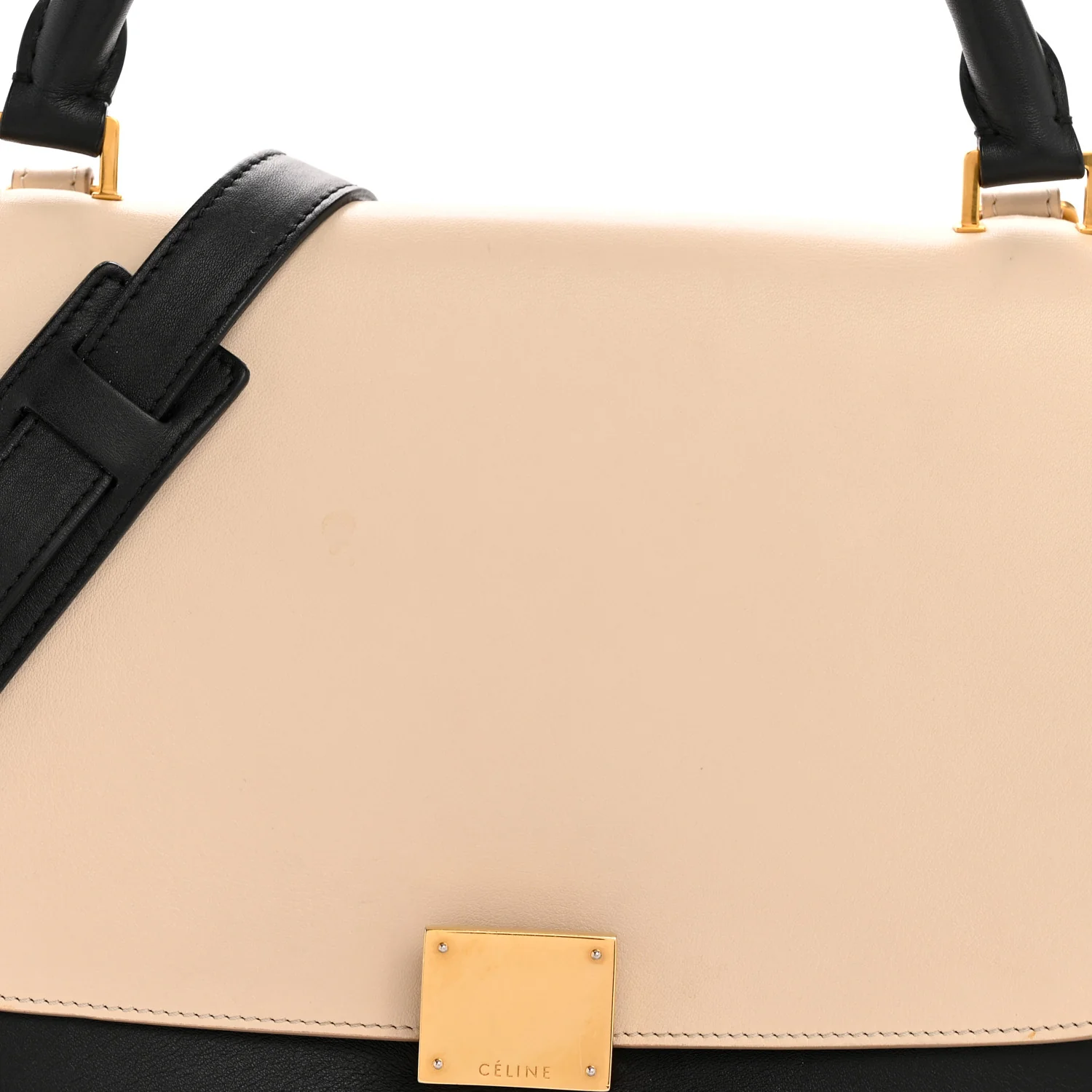 Smooth Calfskin Suede Medium Tri-Color Trapeze Cream Black Brown - Image 7