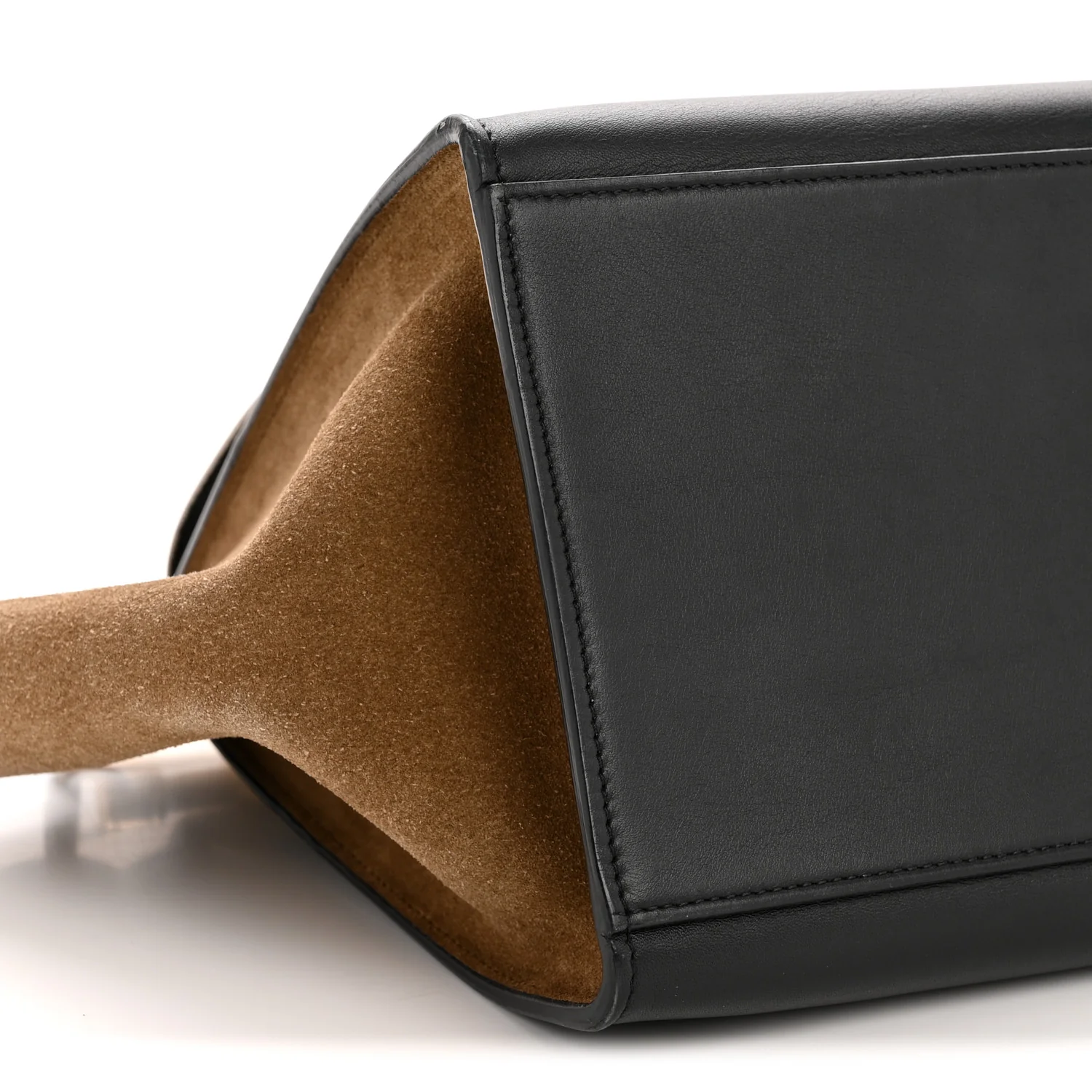 Smooth Calfskin Suede Medium Tri-Color Trapeze Cream Black Brown - Image 8