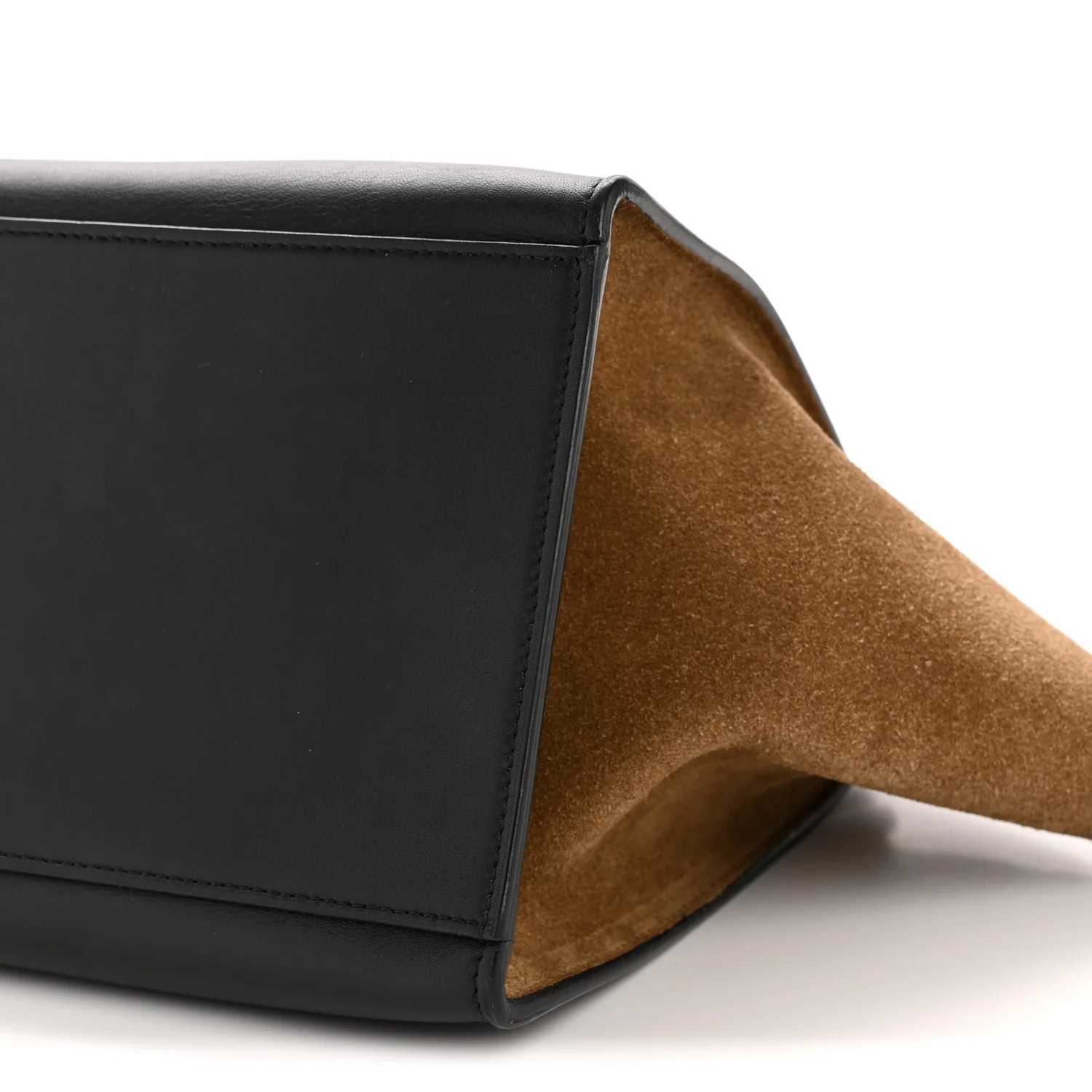 Smooth Calfskin Suede Medium Tri-Color Trapeze Cream Black Brown - Image 9