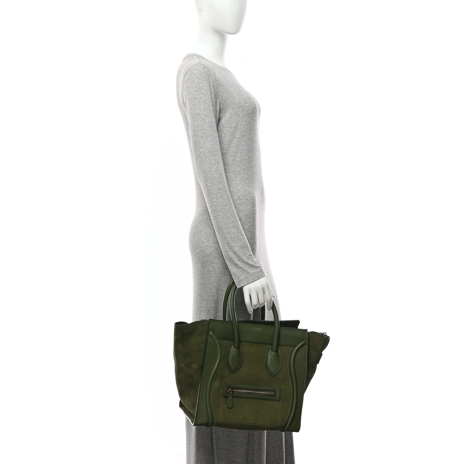 Smooth Calfskin Suede Mini Luggage Green - Image 2