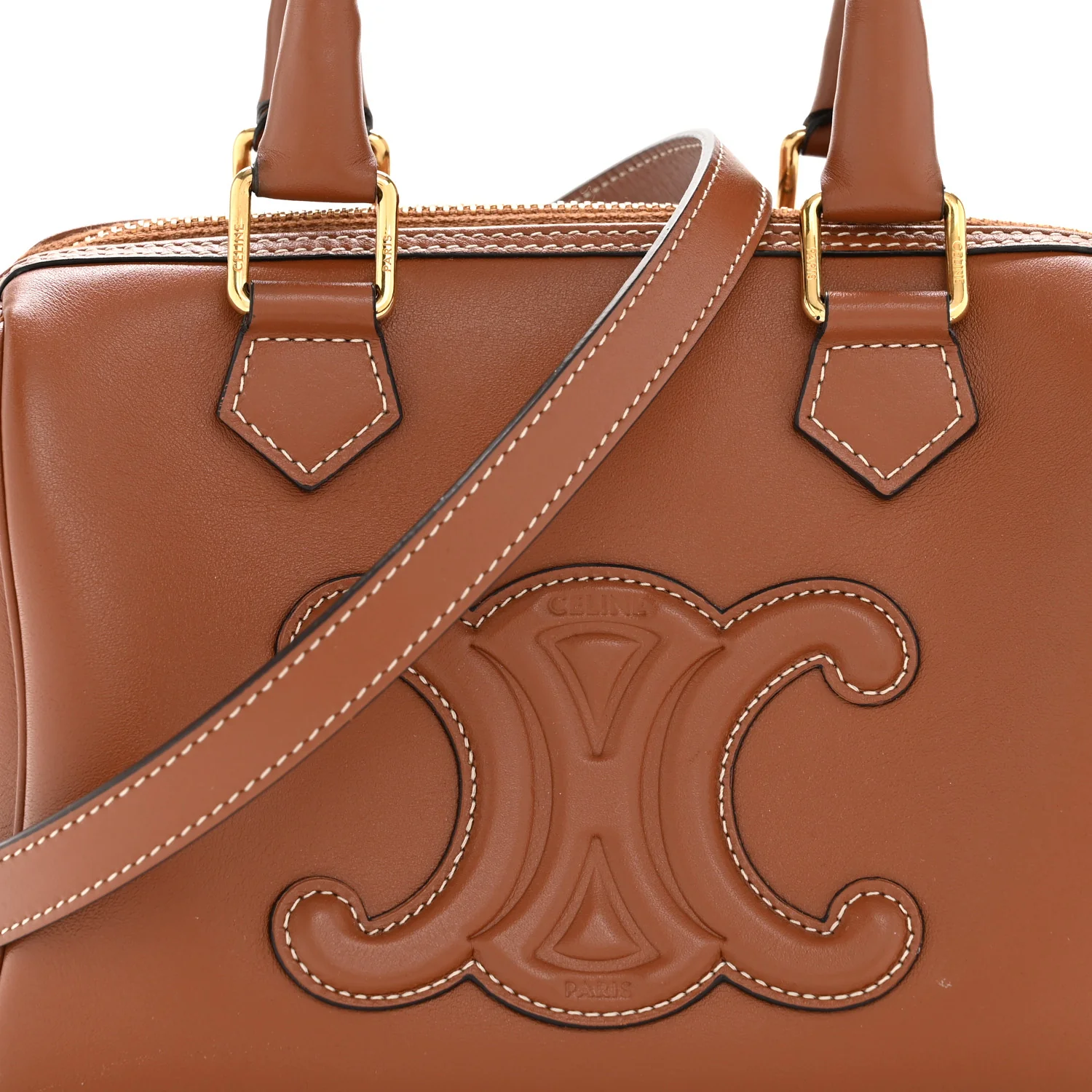 Smooth Calfskin Triomphe Small Boston Bag Tan - Image 23