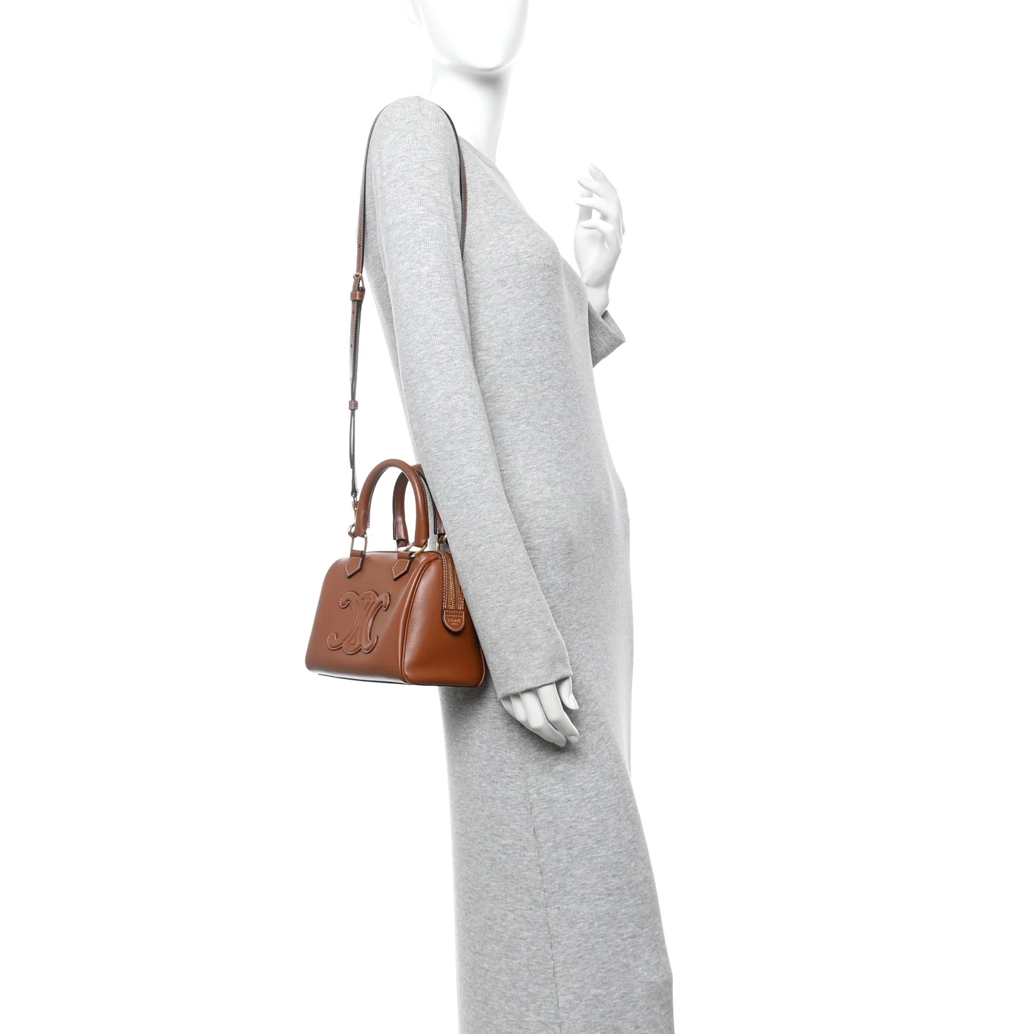 Smooth Calfskin Triomphe Small Boston Bag Tan - Image 4