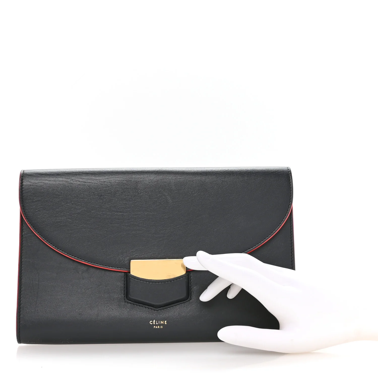 Smooth Calfskin Trotteur Clutch Navy Blue Red - Image 2