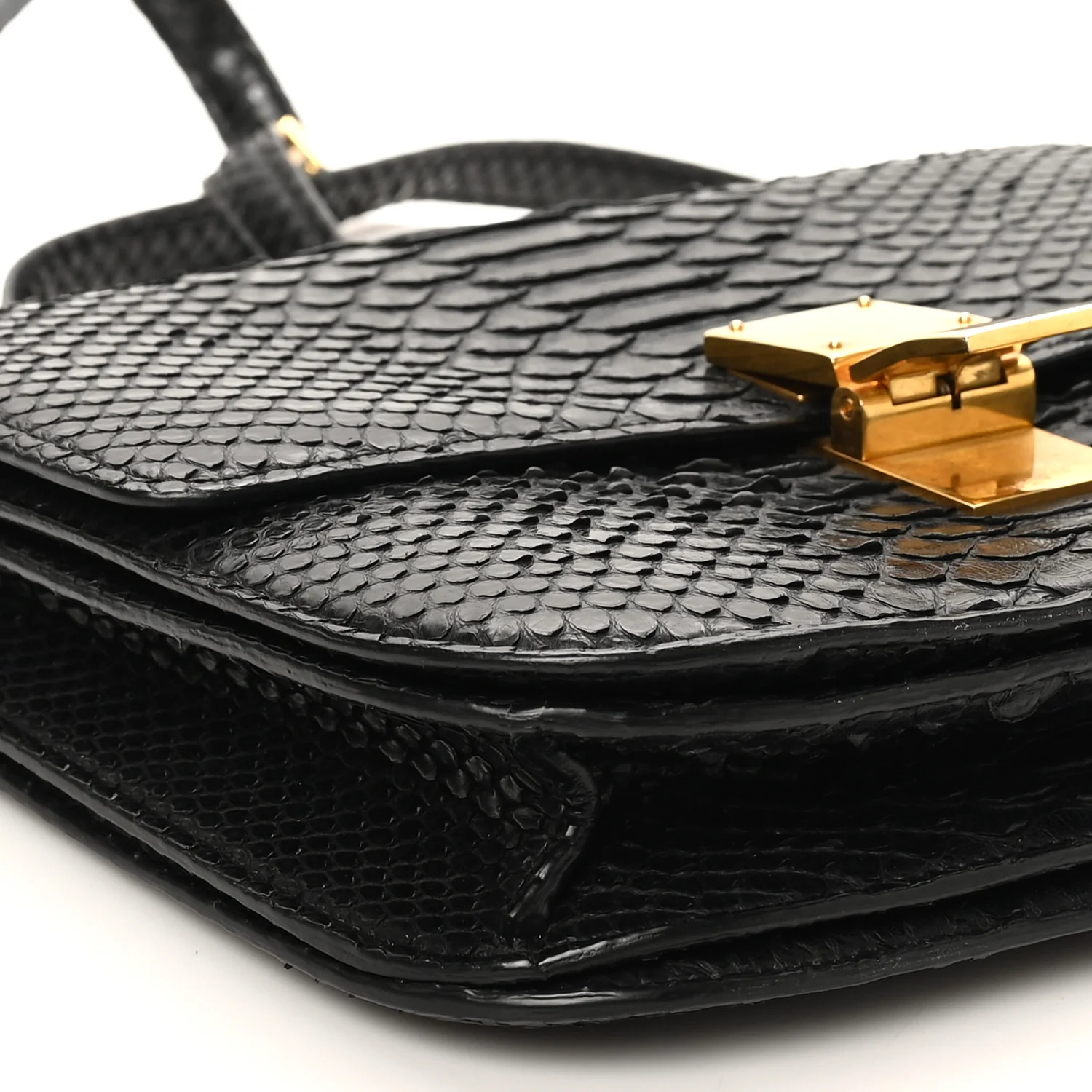 Snakeskin Medium Classic Box Flap Bag Black - Image 14