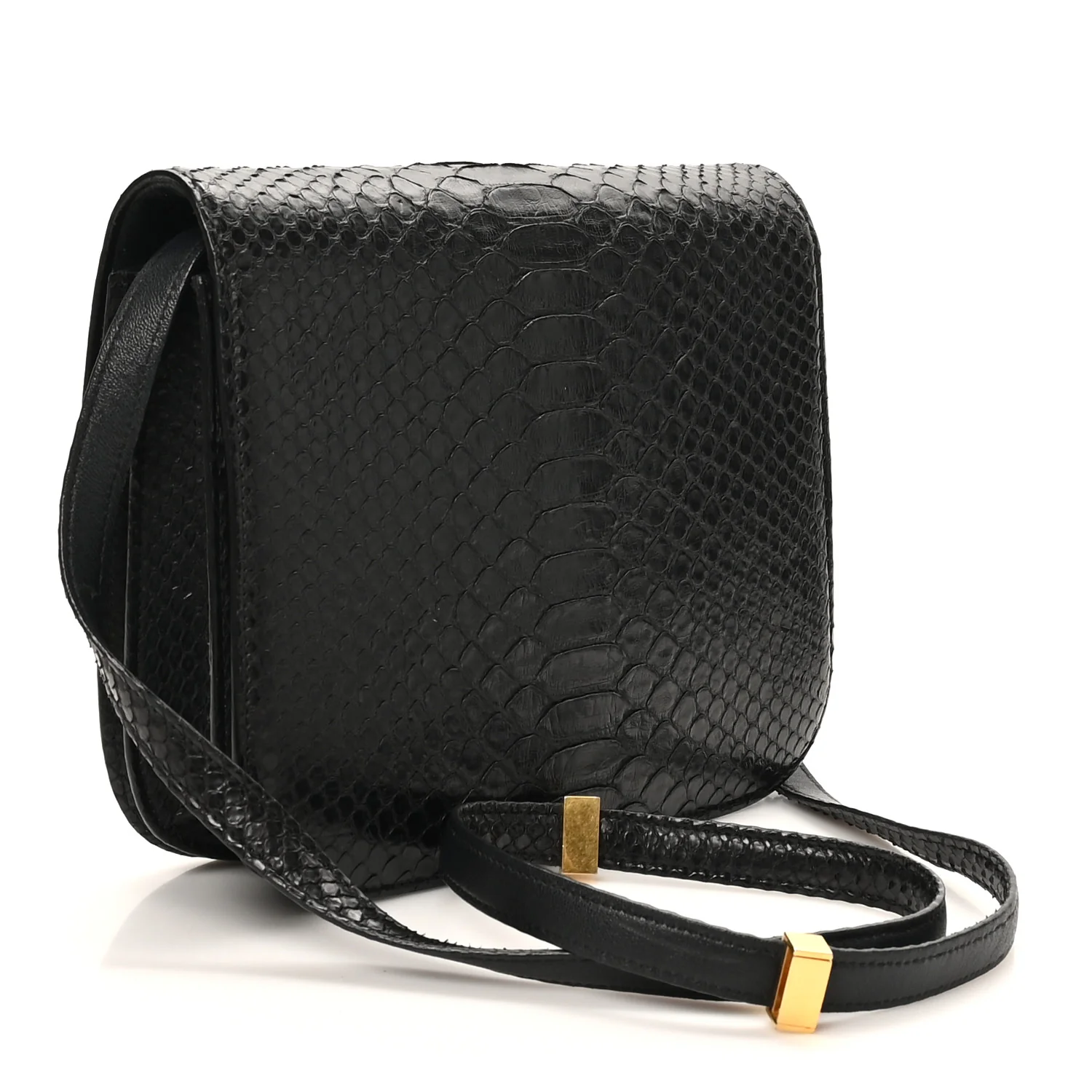 Snakeskin Medium Classic Box Flap Bag Black - Image 4